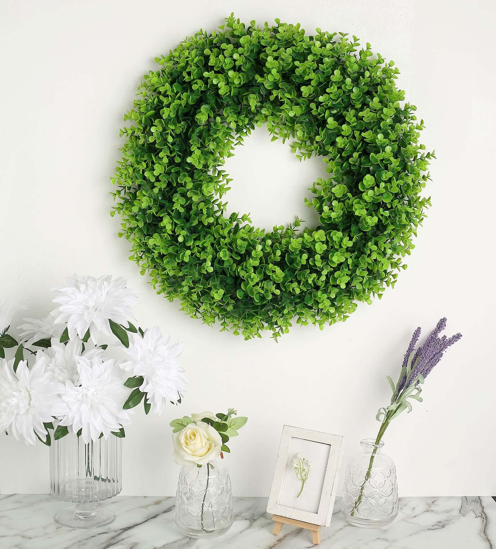 2 Pack 21" Green Artificial Lifelike Eucalyptus Leaf Spring Wreaths