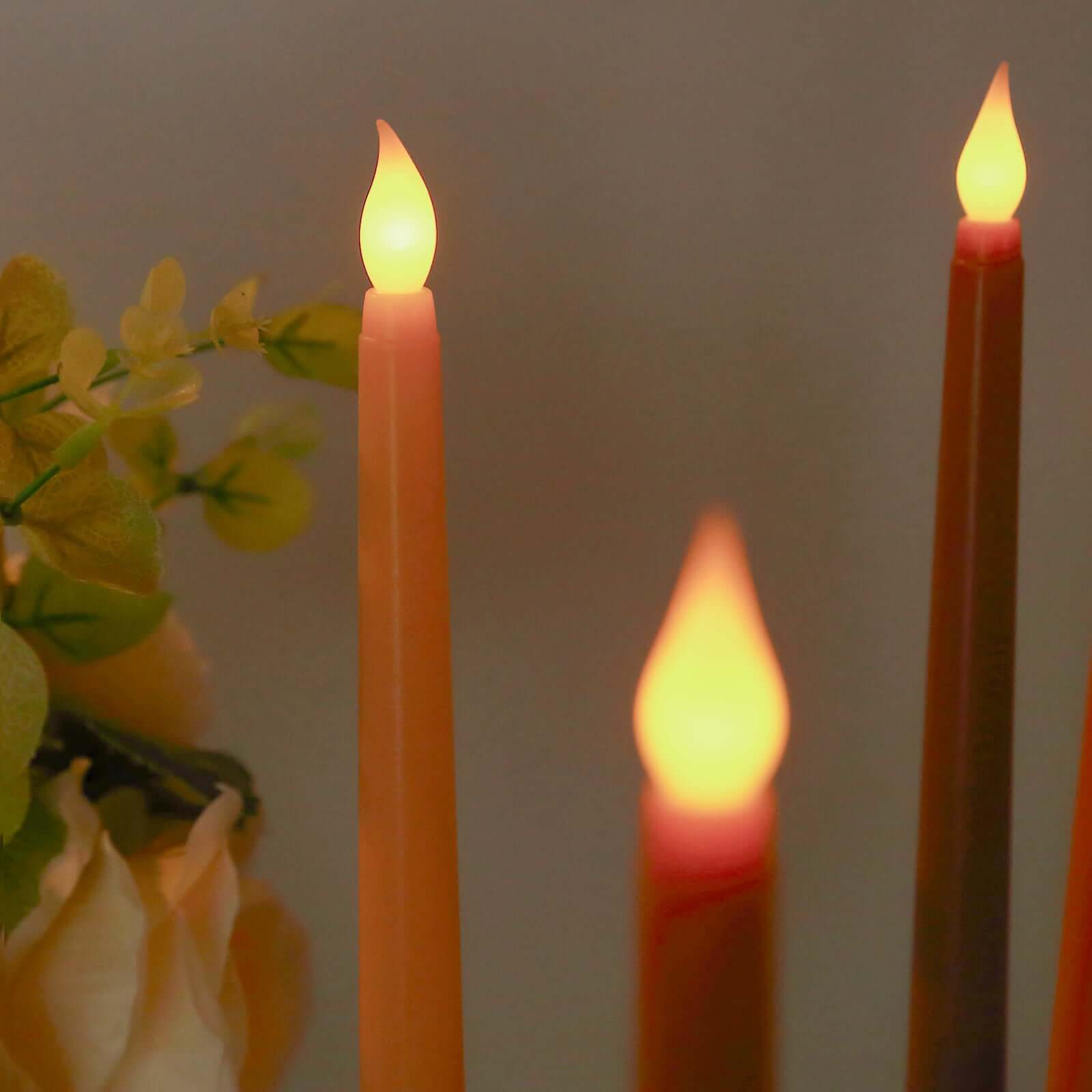 8-Pack LED Flickering Lighting Mixed Natural - Flameless Battery Operated Taper Candles 11"