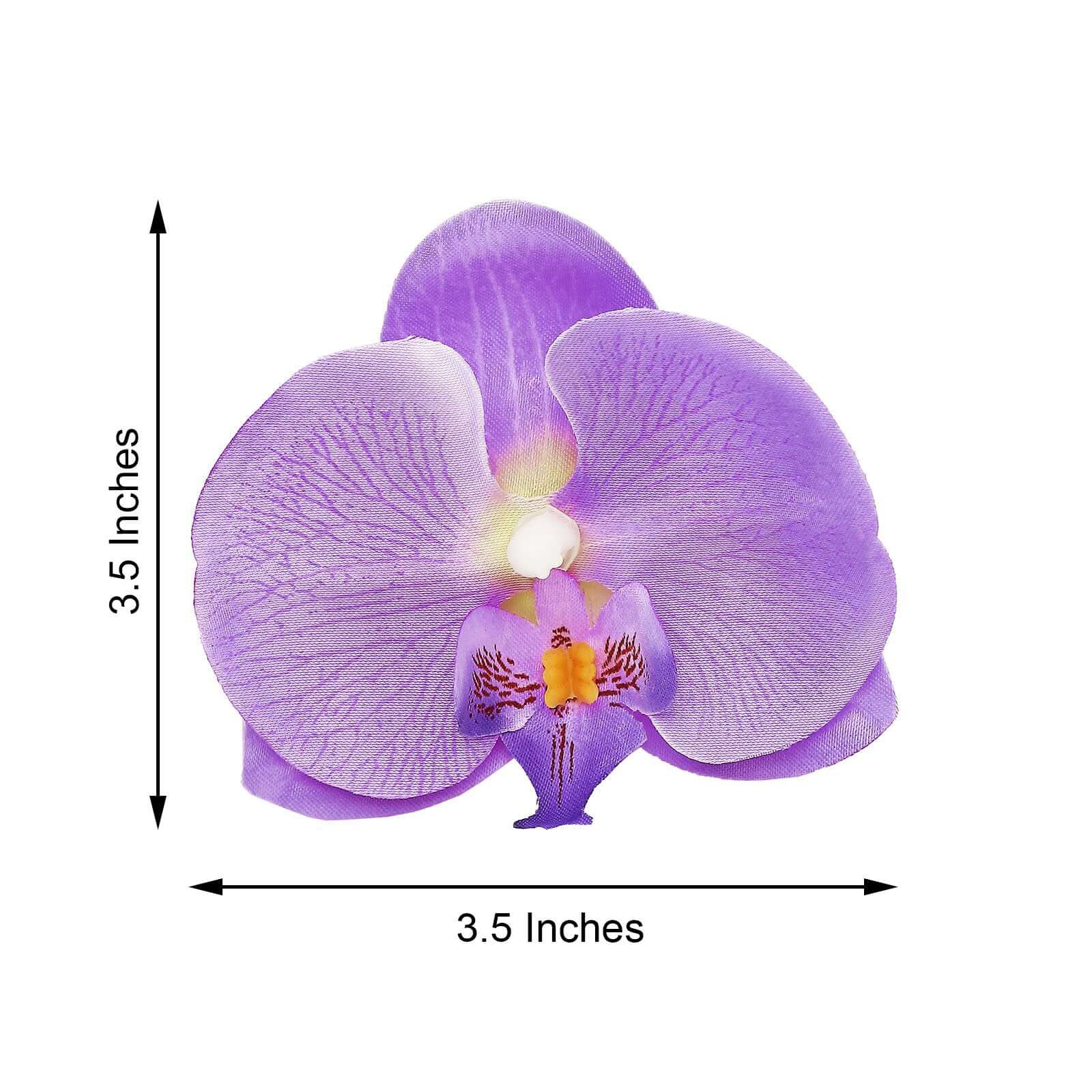 20 Silk Artificial Orchids Flower Heads Lavender Lilac - Versatile Floral Accents for DIY Floral Arrangements Corsages & Event Decor 4"