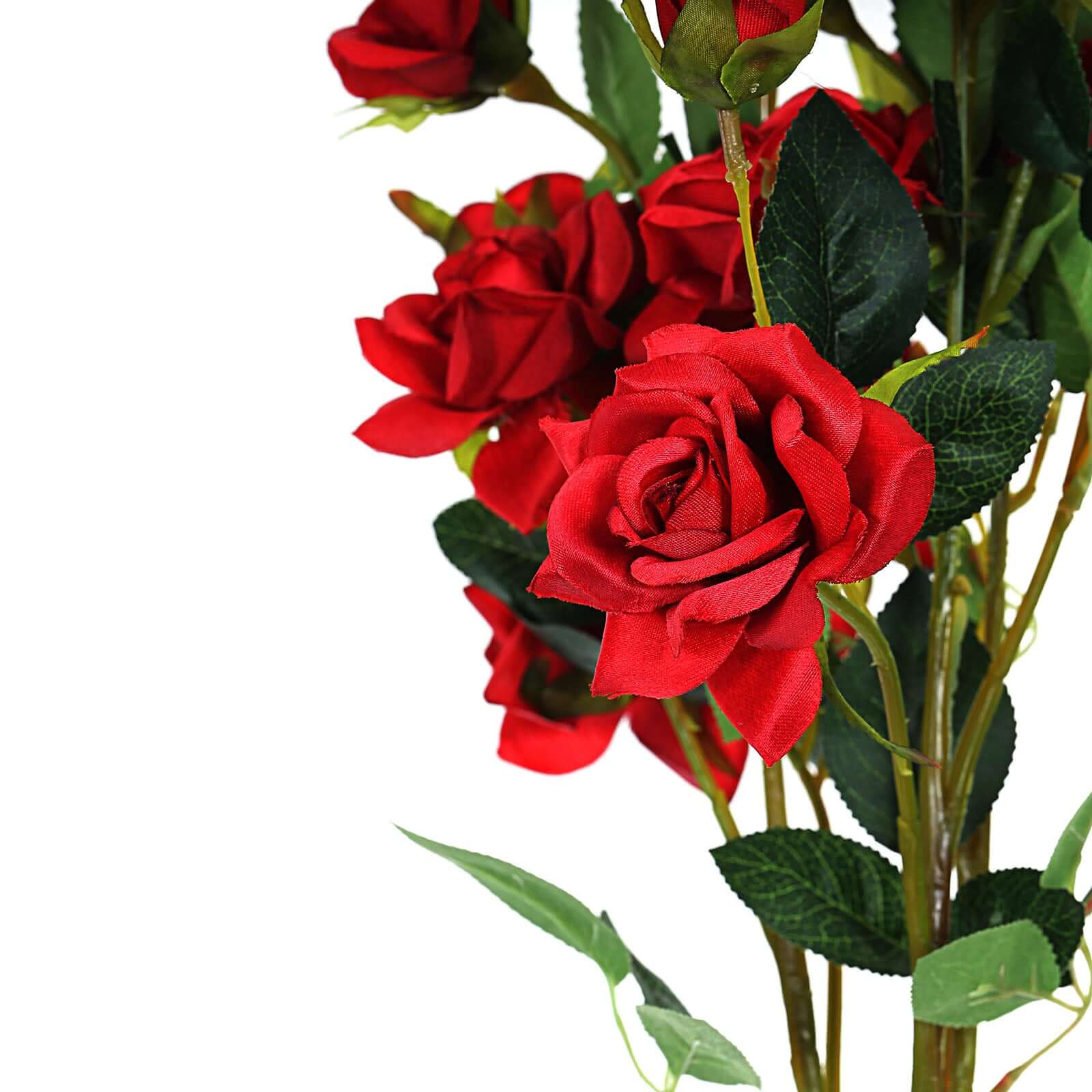 2 Stems 38" Tall Artificial Red Rose Bouquet, Realistic Silk Flower Arrangements