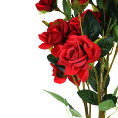 2 Stems 38" Tall Artificial Red Rose Bouquet, Realistic Silk Flower Arrangements