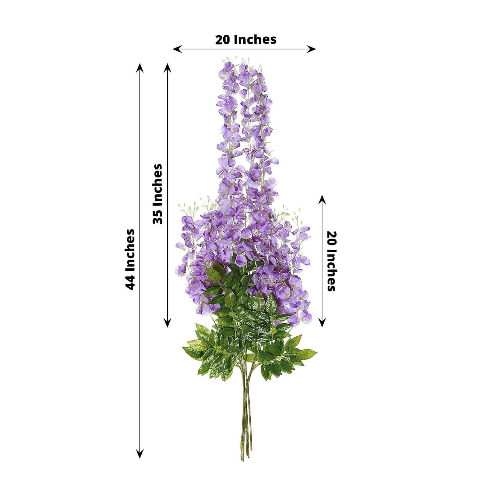5 Pack 44" Silk Hanging Wisteria Flower Garland Vines in Purple, 3 Strands in 1 Bush