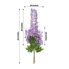 5 Pack 44" Silk Hanging Wisteria Flower Garland Vines in Purple, 3 Strands in 1 Bush