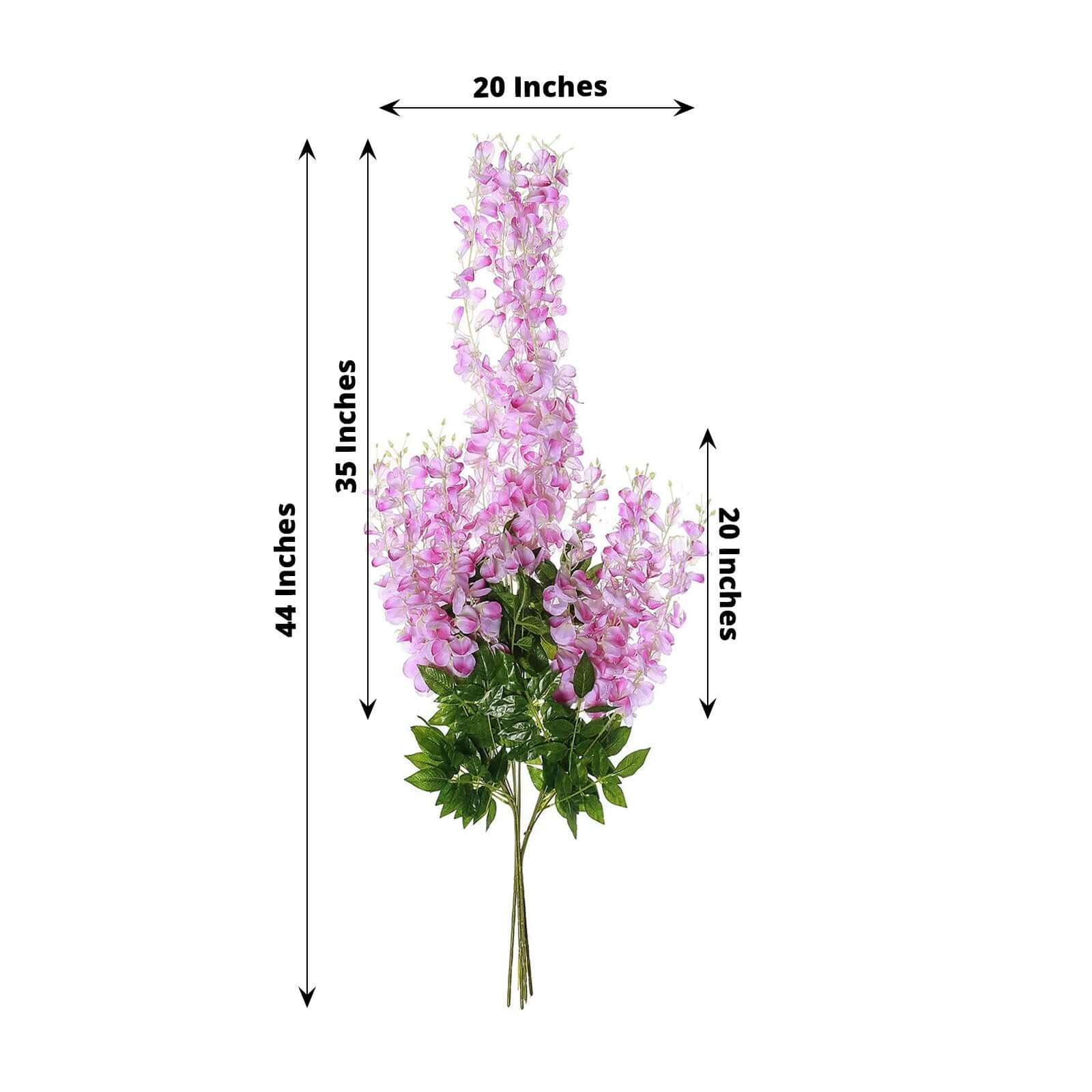 5 Pack 44" Silk Hanging Wisteria Flower Garland Vines in Lavender Lilac, 3 Strands in 1 Bush