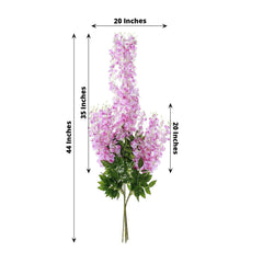 5 Pack 44" Silk Hanging Wisteria Flower Garland Vines in Lavender Lilac, 3 Strands in 1 Bush
