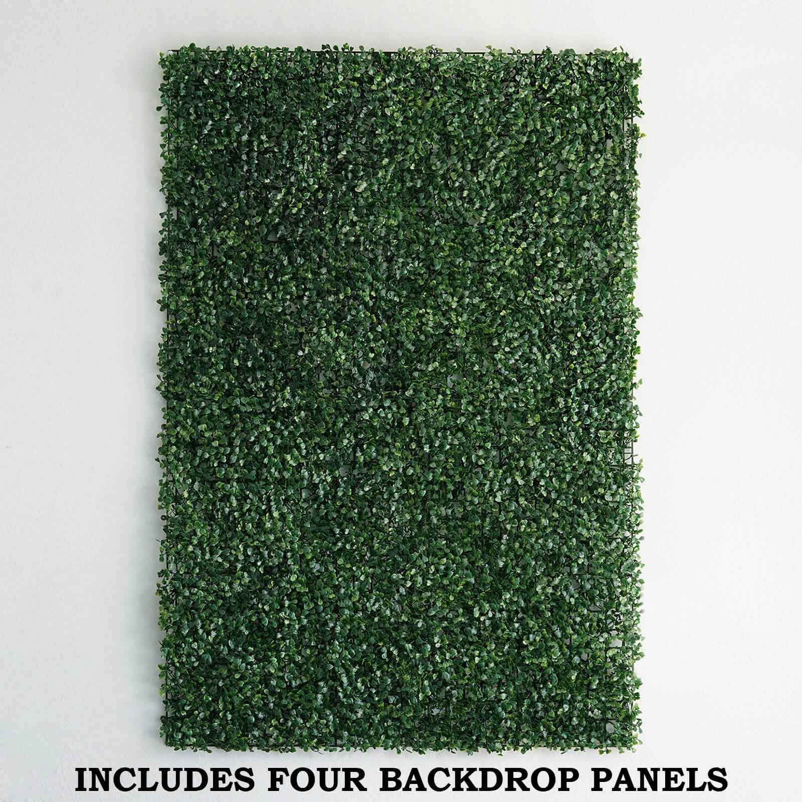 11 Sq ft. Dark Green Boxwood Hedge Garden Wall Backdrop Mat - 4 Artificial Panels