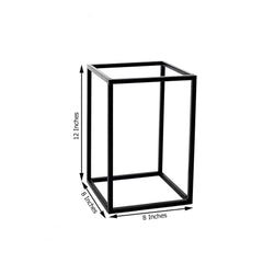 2-Pack Wedding Flower Stand Matte Black Metal Geometric Column Frame Rectangular - Versatile Floral Pedestal for Sophisticated Arrangements 12"