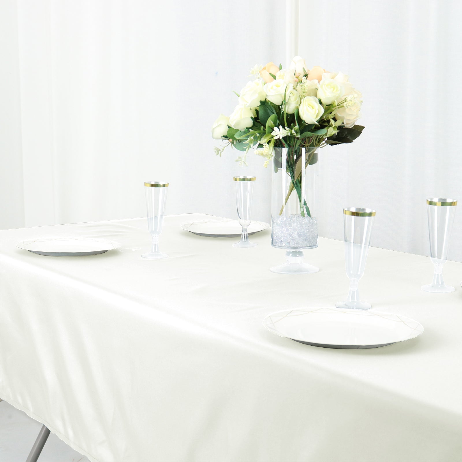 Cotton Blend 60"x102" Rectangle Tablecloth Ivory - Wrinkle-Resistant Table Cover