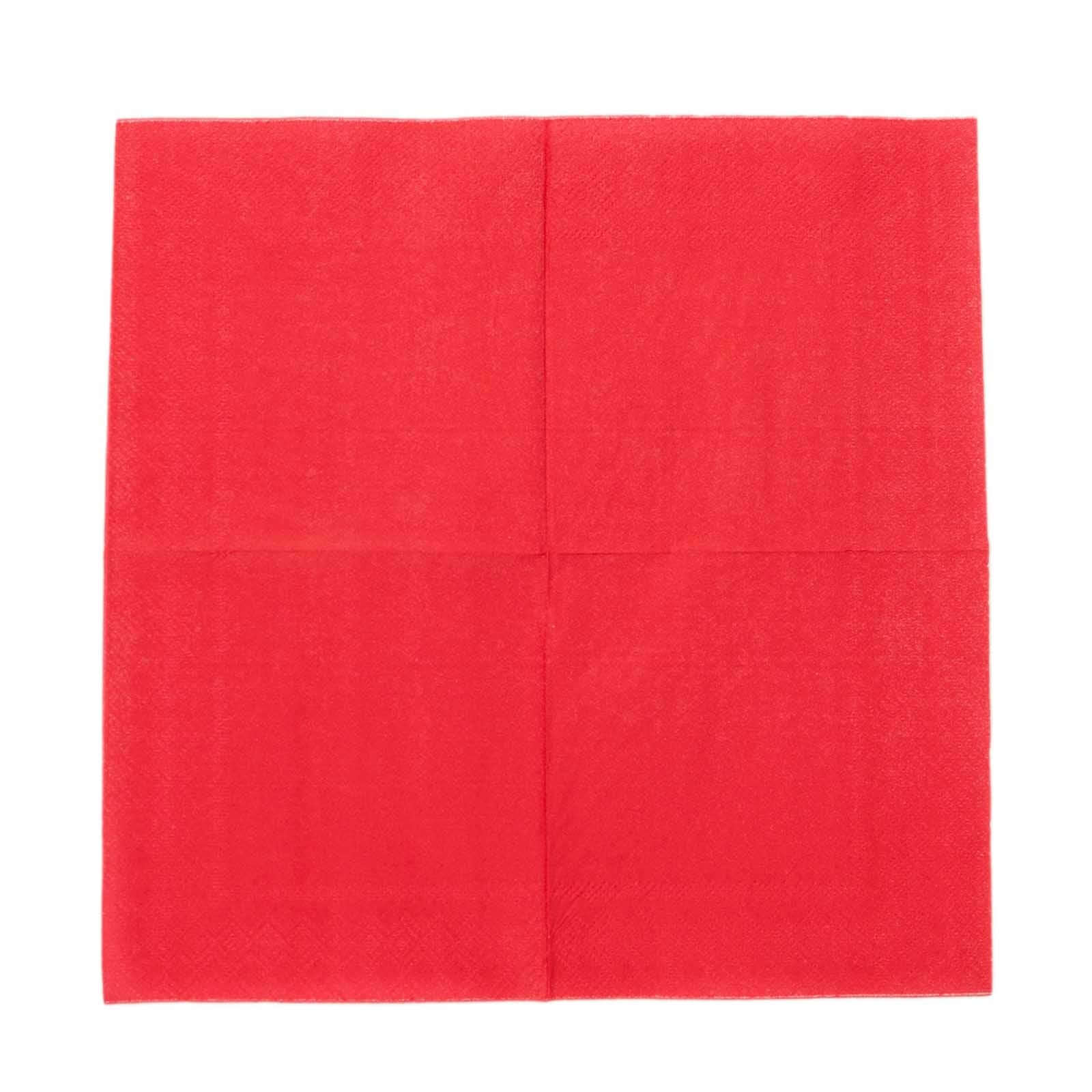 50-Pack Paper Beverage Napkins Red - 2 Ply Disposable Soft 18GSM Cocktail Napkins 5"x5"