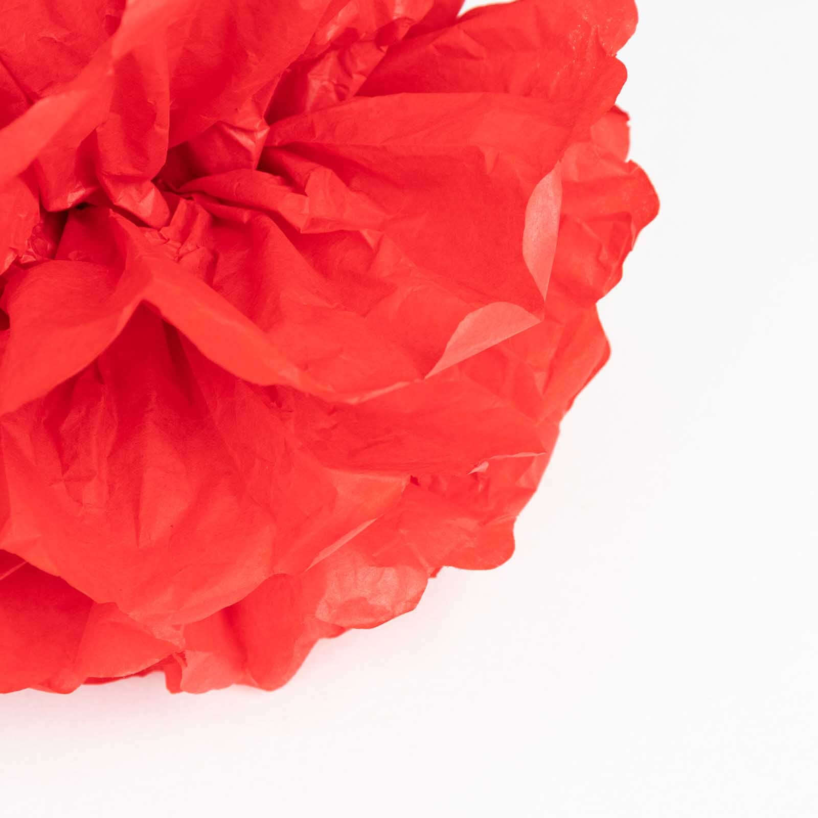 6 Pack 10" Red Tissue Paper Pom Poms Flower Balls, Ceiling Wall Hanging Decorations