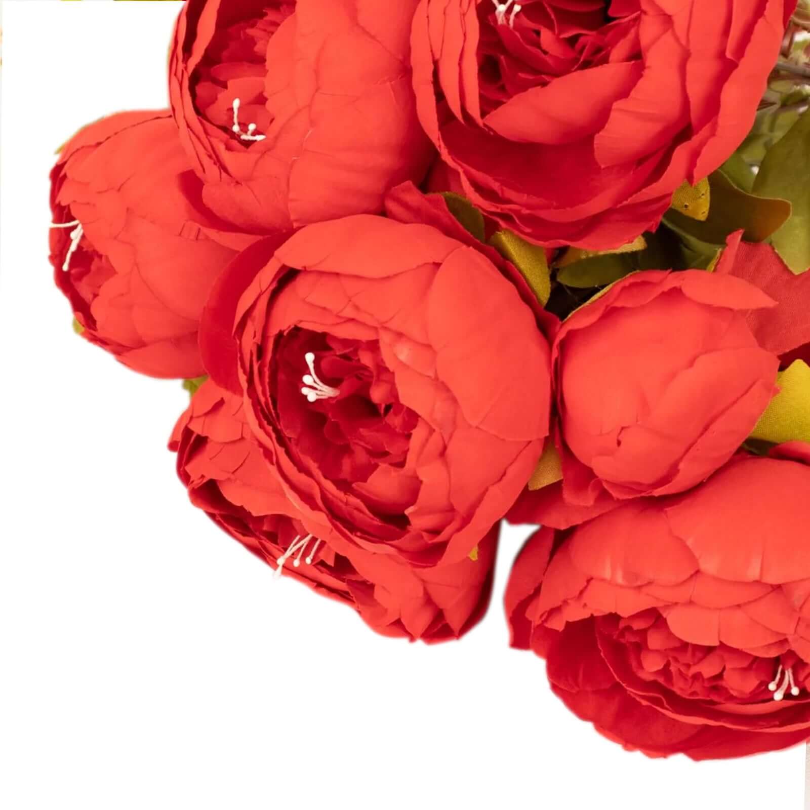2 Pack 19" Red Artificial Peony Flower Wedding Bouquets, Faux Silk Flower Arrangements