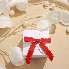 50 Pcs 3" Saddle Stitch Ribbon Bows With Twist Ties, Gift Basket Party Favor Bags Decor - Red White Polyester