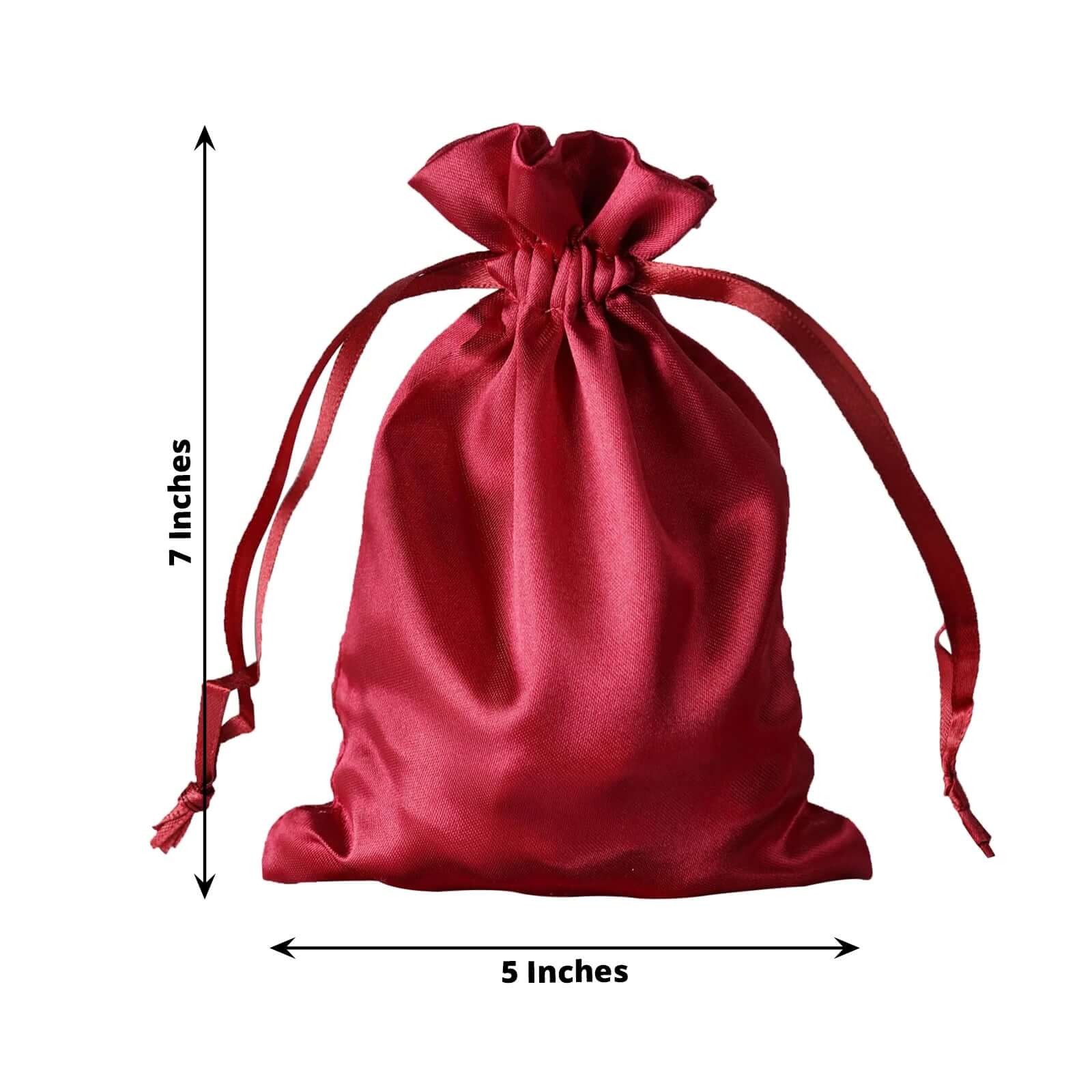 12 Pack 5"x7" Burgundy Satin Drawstring Wedding Party Favor Gift Bags