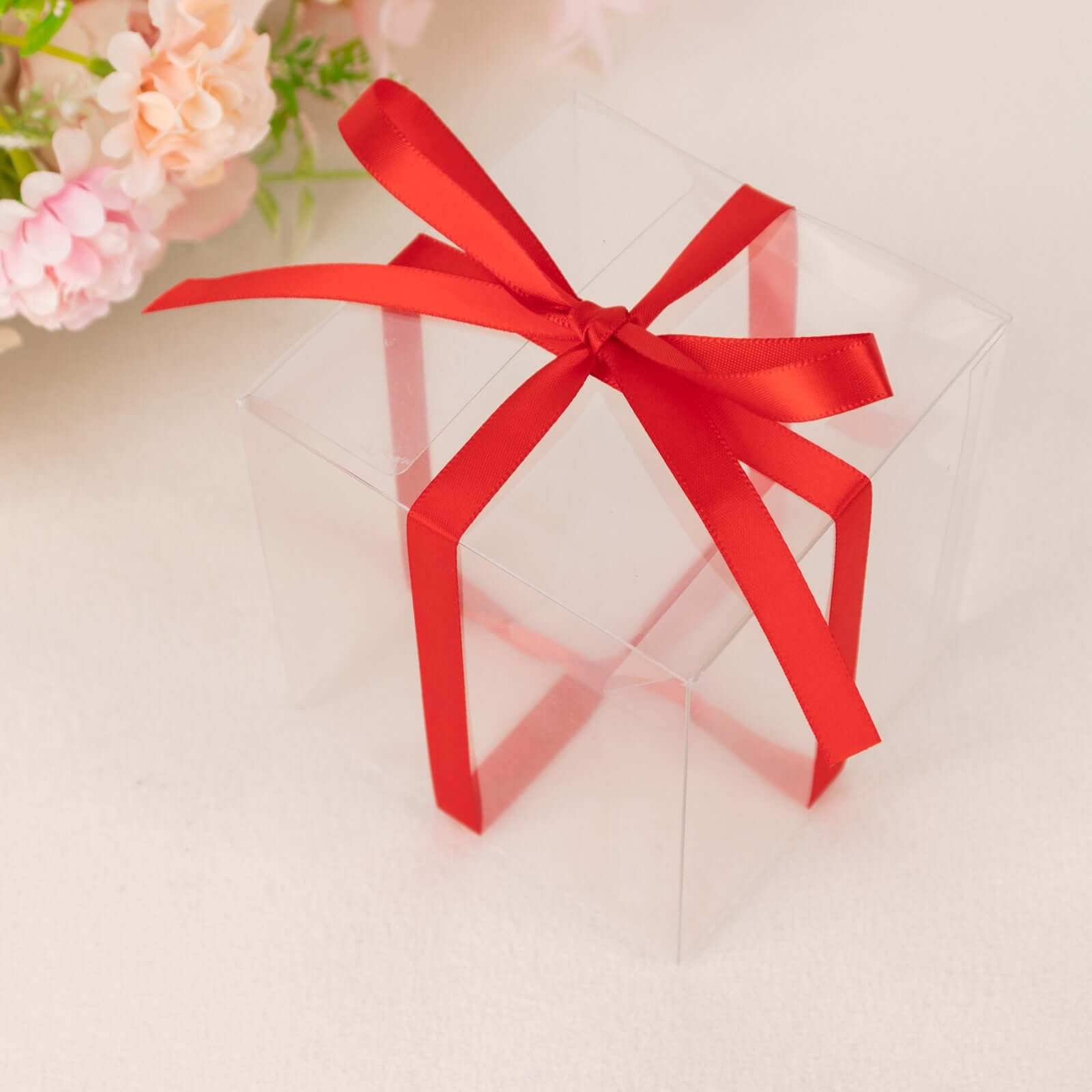 100 Yards 3 8" Red Single Face Decorative Satin Ribbon