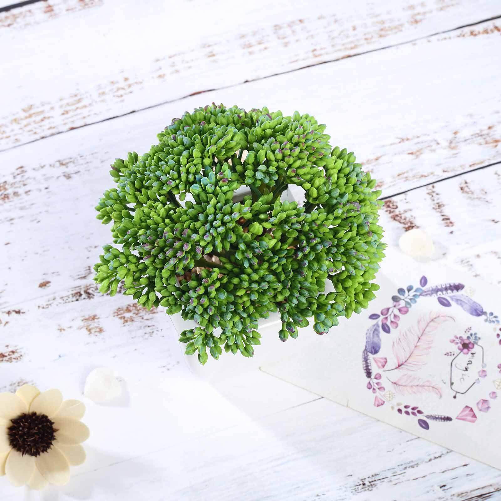 3-Pack Joy Sedum Artificial Succulents in Ceramic Pots - Lifelike Decorative Faux Plants for Home Office & Event Design 6"