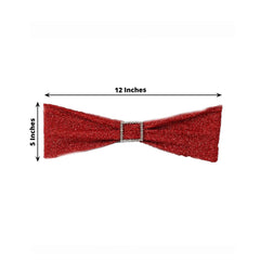5 Pack Metallic Shimmer Tinsel Spandex Chair Sashes Red - Durable and Reusable Stretch Chair Bands