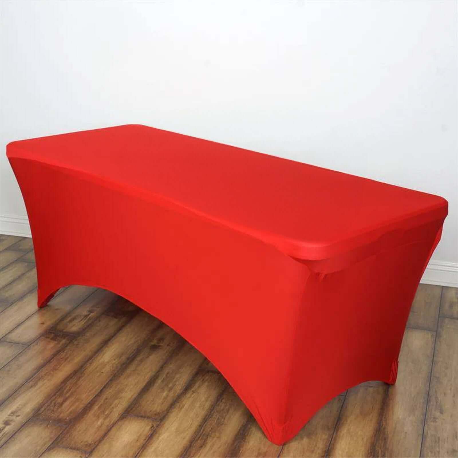 Stretch Spandex 6ft Rectangle Tablecloth Red - Durable Form-Fitting Table Cover