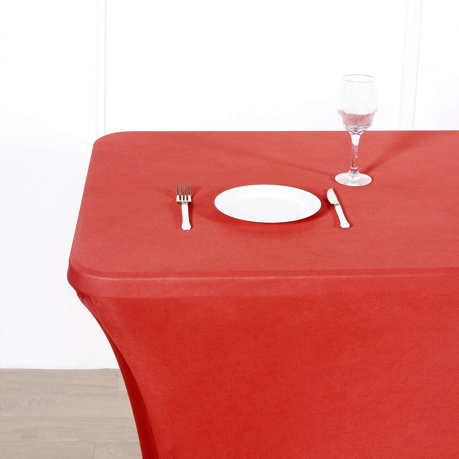 Stretch Spandex 96"x30" Rectangle Table Cover Red - Durable Form-Fitting Tablecloth
