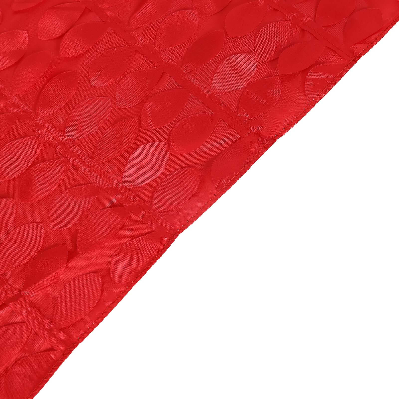 Taffeta 90"x132" Rectangle Tablecloth Red | 3D Leaf Petal Design Seamless Table Cover