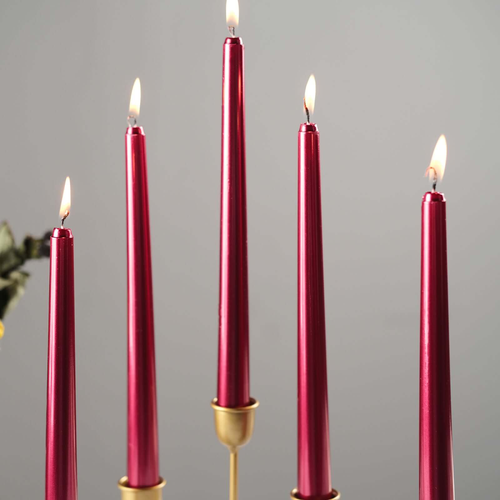 12-Pack Taper Candles Premium Wax Design Metallic Red - Unscented Candles for Upscale Settings 10"