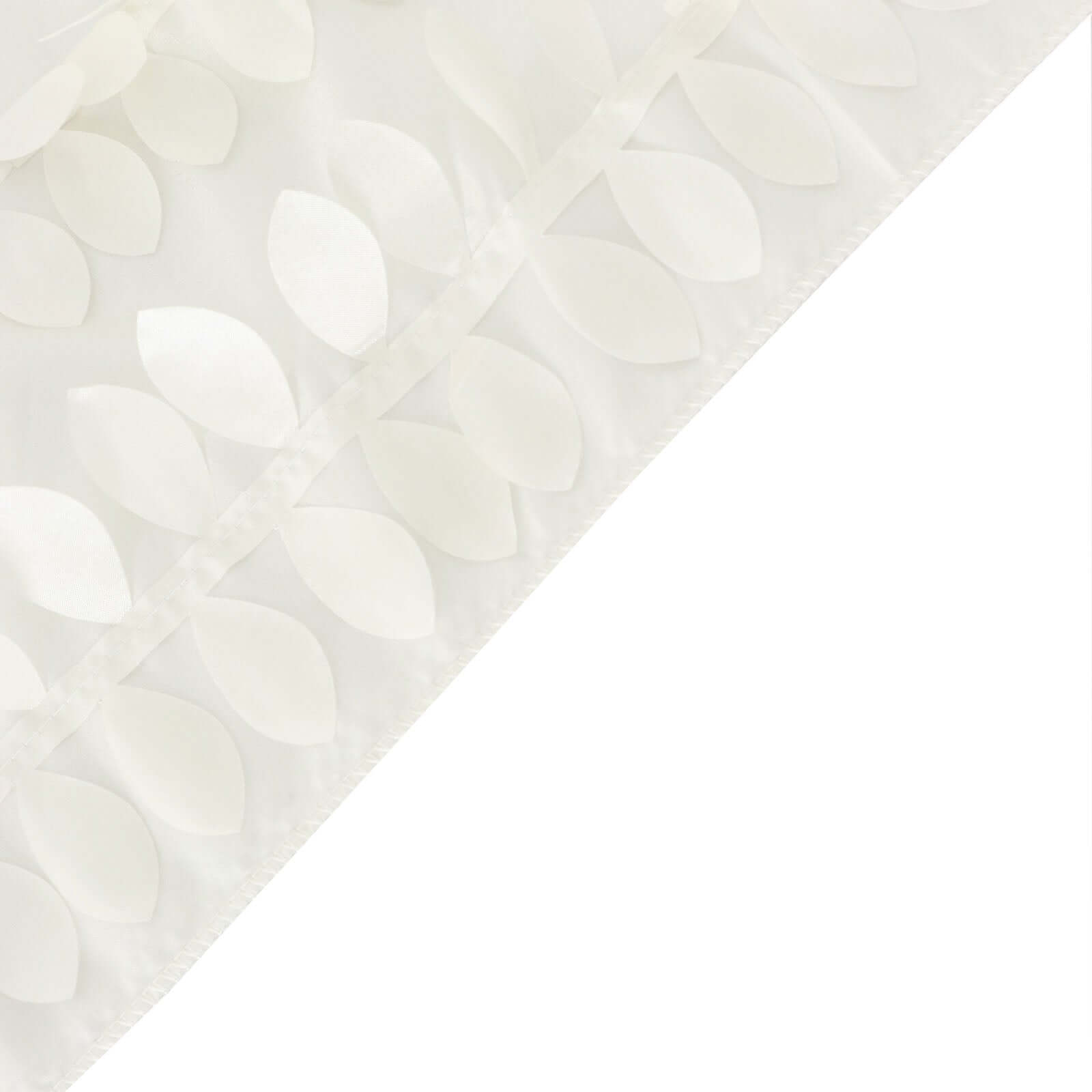 Taffeta 132" Round Tablecloth Ivory Leaf | 3D Leaf Petal Design Seamless Table Cover