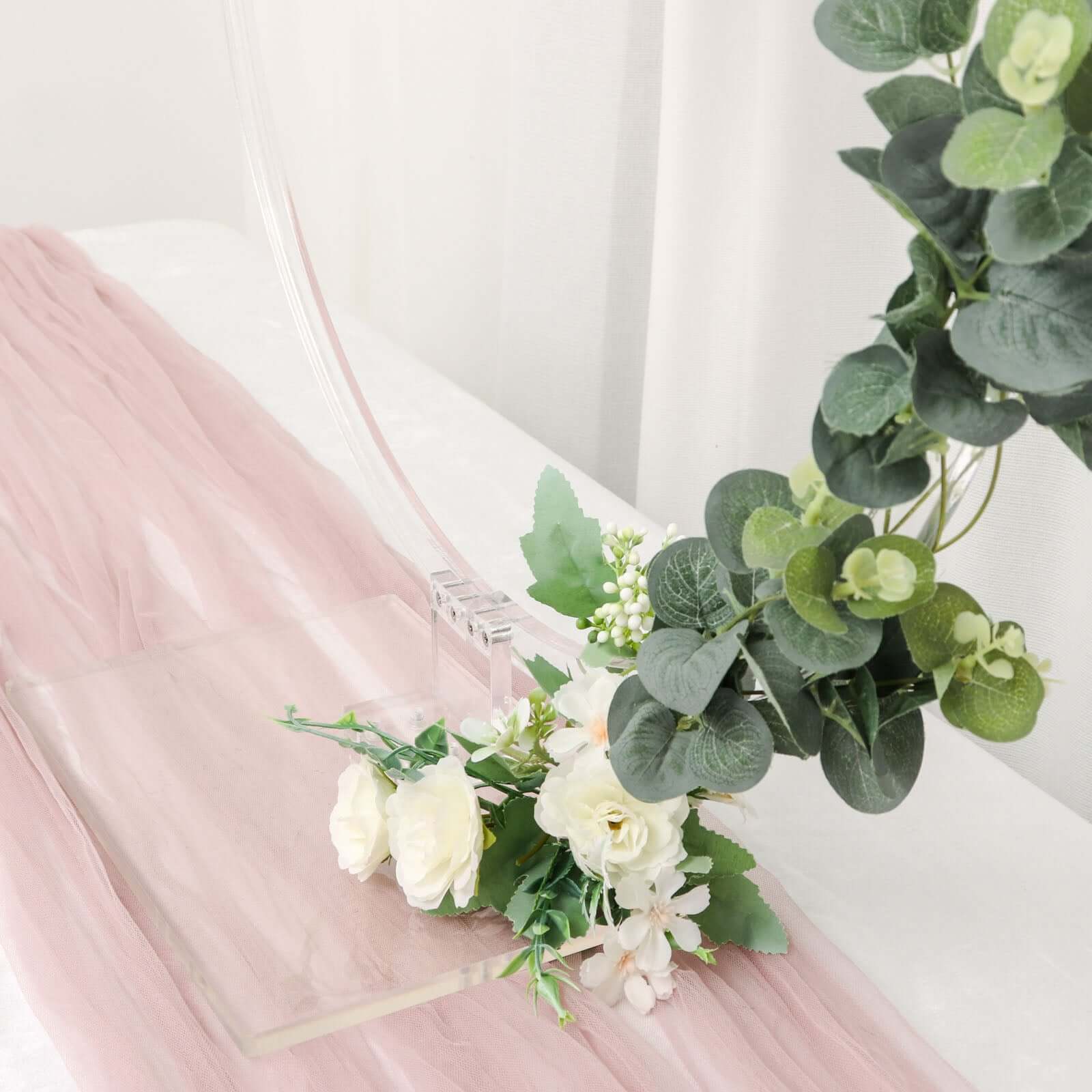 Table Wedding Arch Hoop Stand Acrylic Round Clear - Wreath Tabletop Centerpiece for Weddings 26"