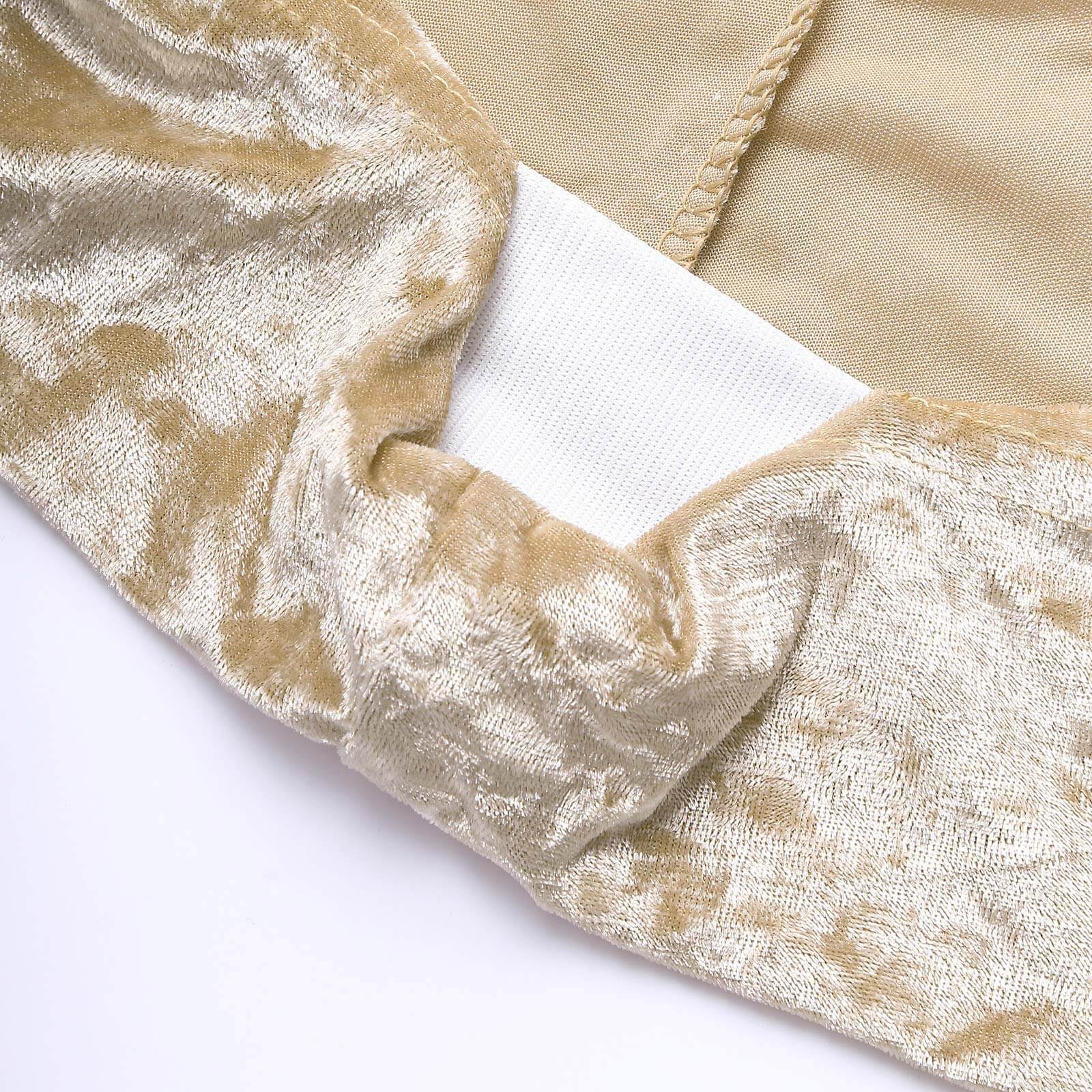 Crushed Velvet Spandex 32" Round Cocktail Table Cover Beige Smooth Highboy Tablecloth