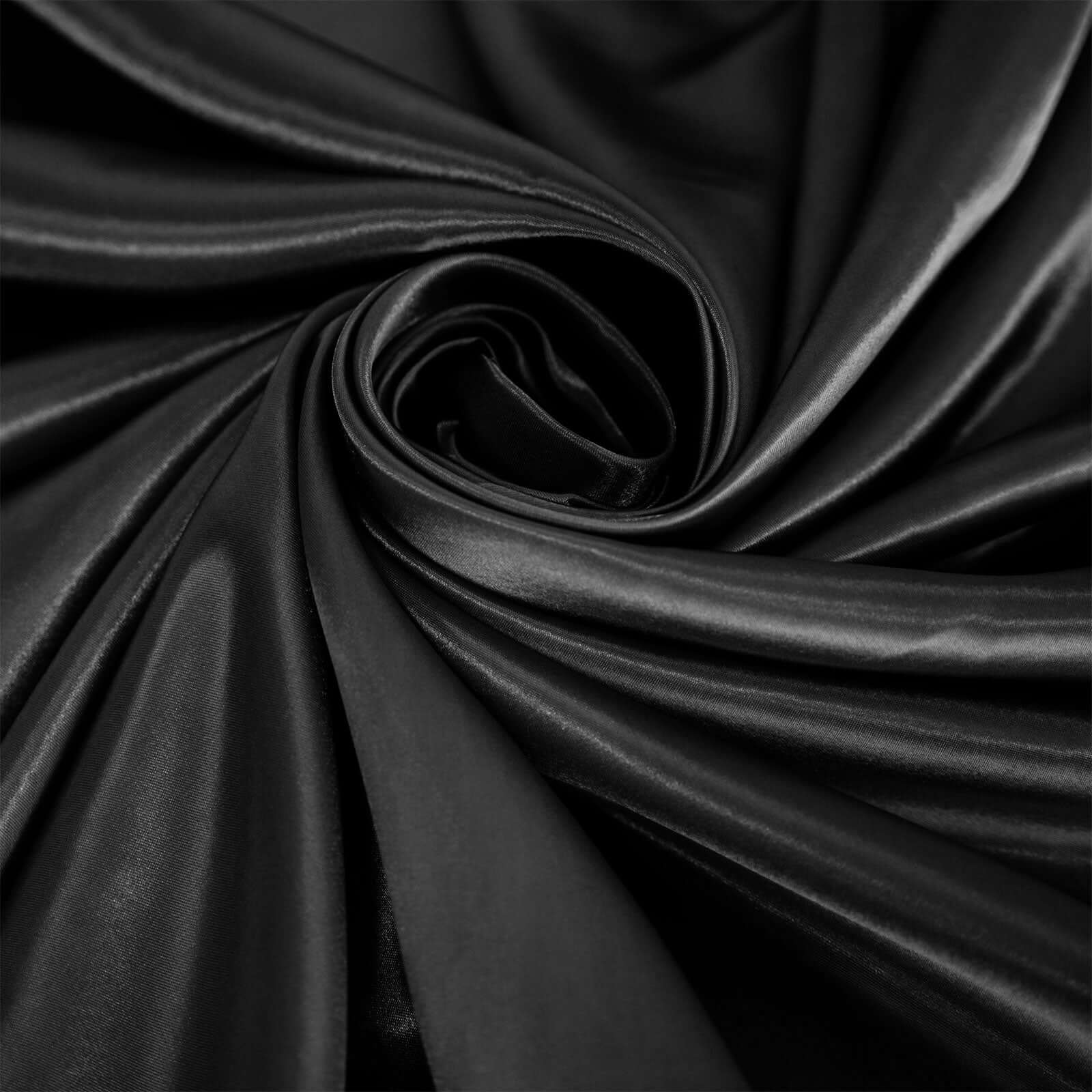 Satin 120" Round Tablecloth Black - Stylish Seamless Table Cover for Weddings & Events