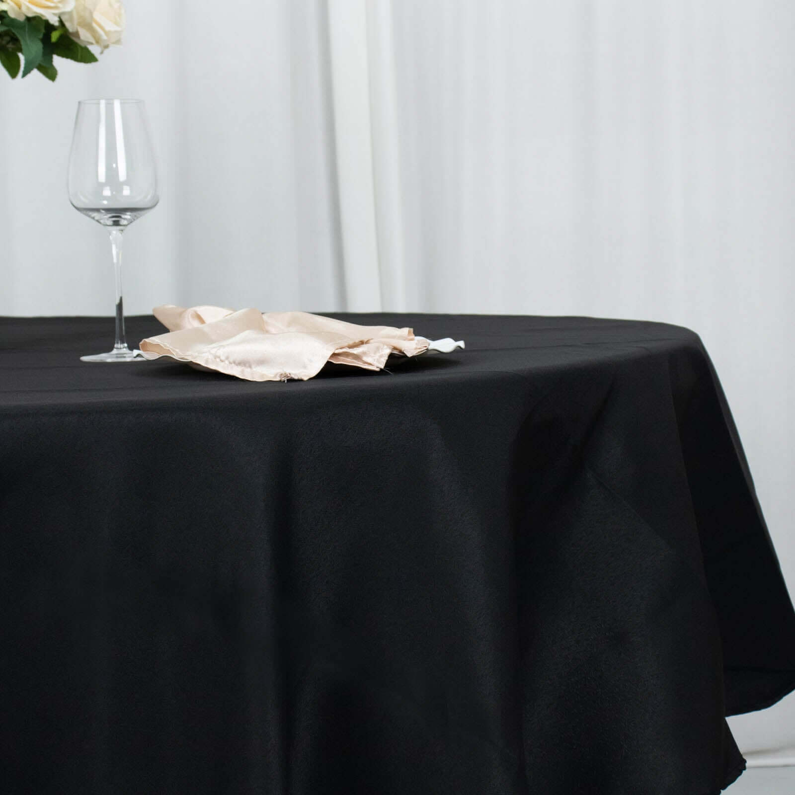 Premium Polyester 90" Round Tablecloth Black - Stain and Wrinkle-Resistant 220GSM Table Cover for Weddings & Event Decor