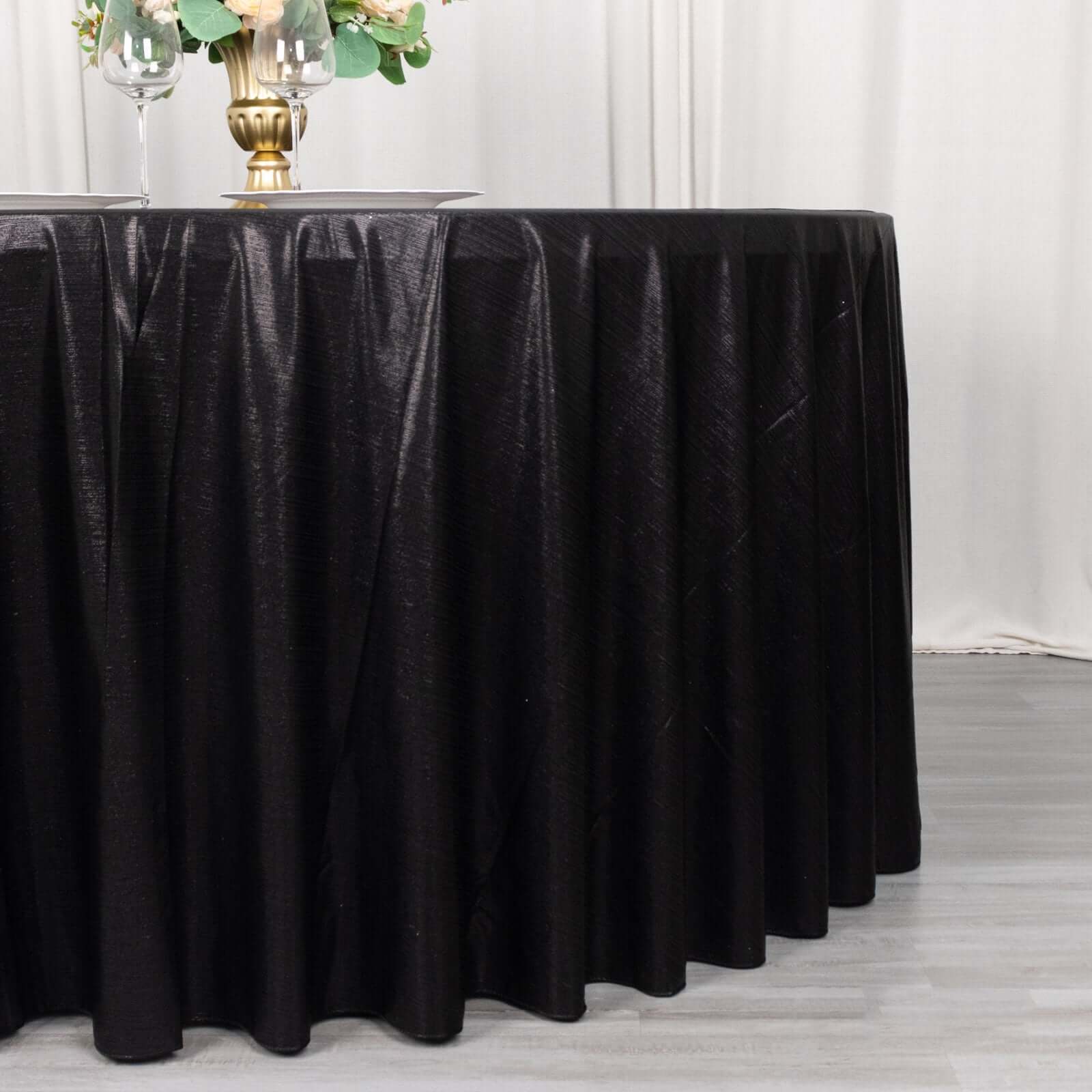 Sequin Dots Polyester Round 120" Tablecloth Black - Wrinkle Free & Sparkling Table Cover