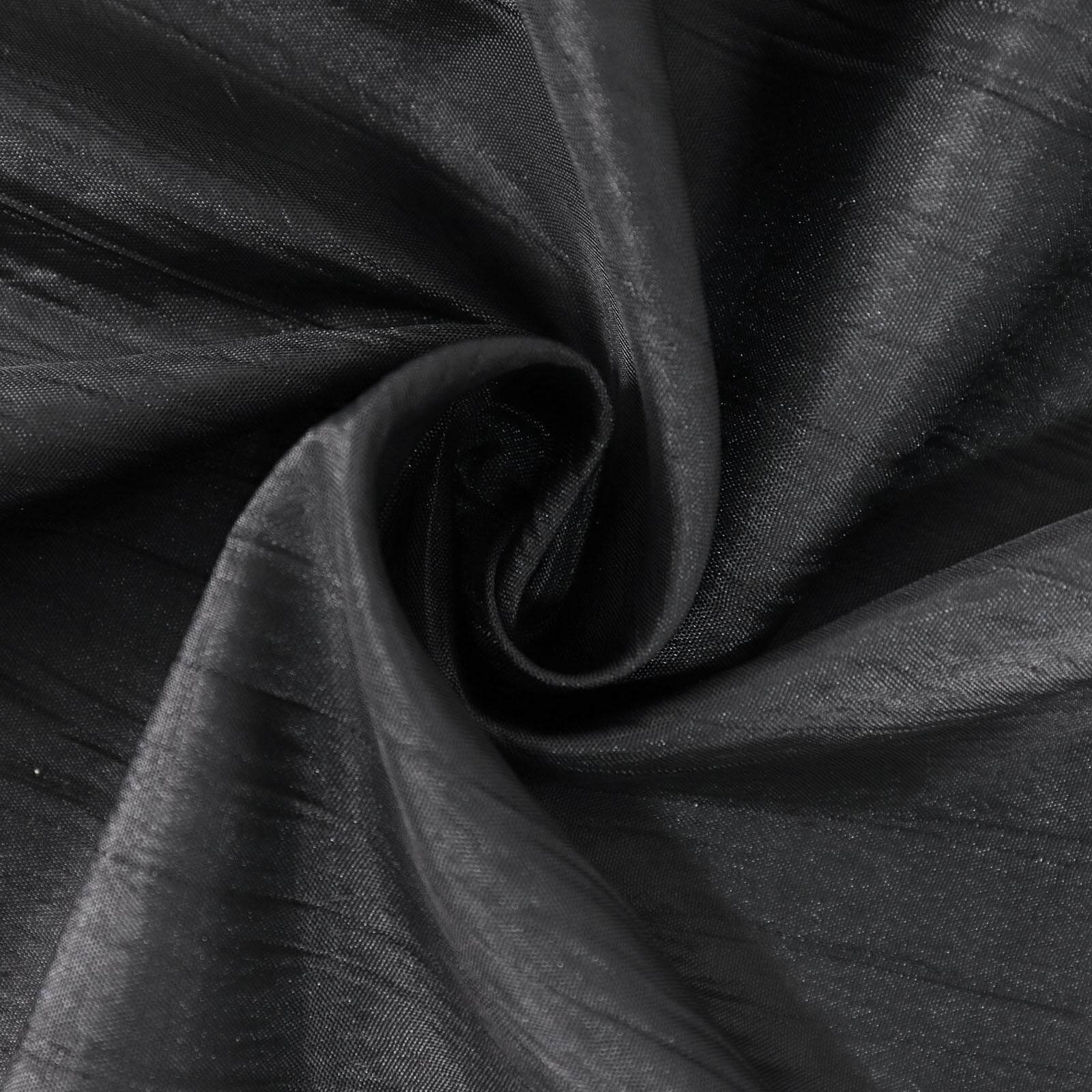 Taffeta 132" Round Tablecloth Black - Seamless Accordion Crinkle Design for Exquisite Occasions