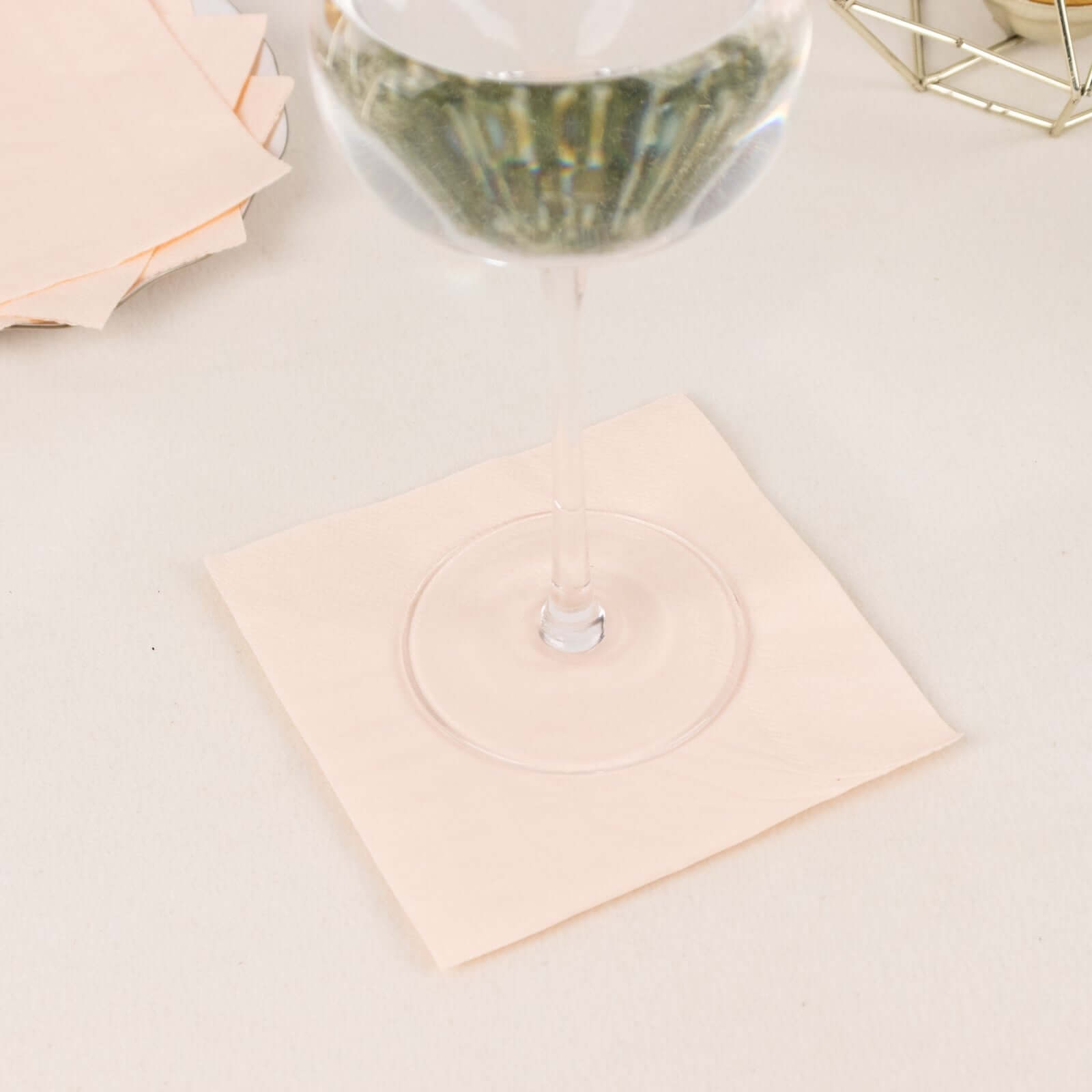 50-Pack Paper Beverage Napkins Blush - 2 Ply Disposable Soft 18GSM Cocktail Napkins 5"x5"