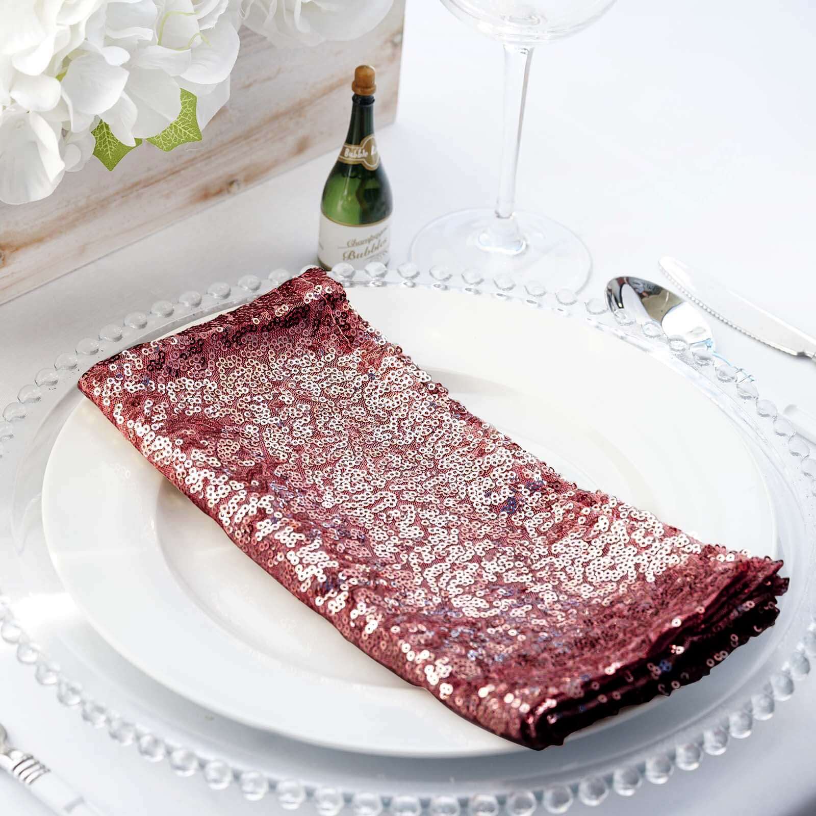 Sequin 20"x20" Napkin Burgundy - Shimmering Dinner Napkin
