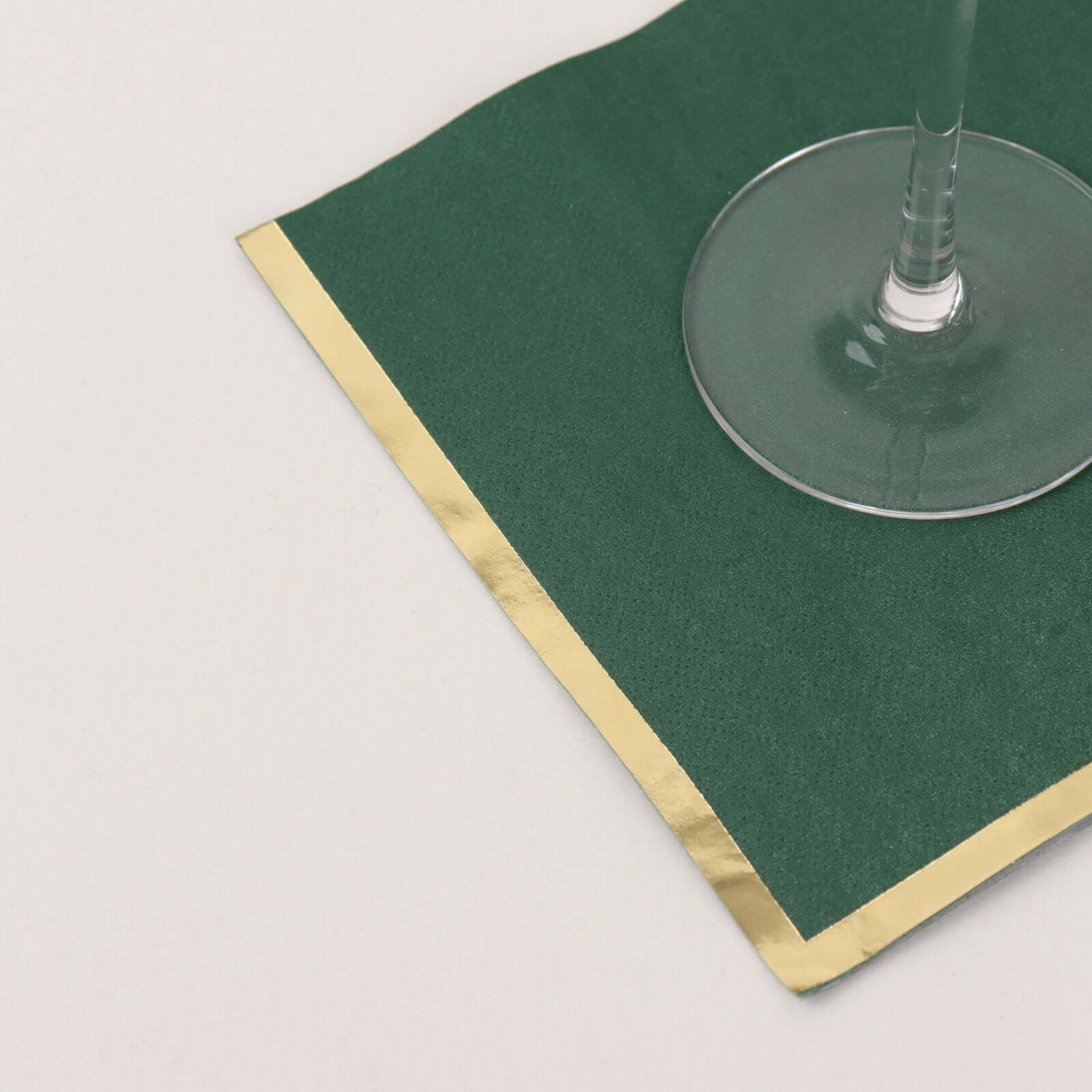 50-Pack Paper Beverage Napkins with Gold Foil Edge Hunter Emerald Green - Disposable 2 Ply Cocktail Napkins for Events 6.5"x6.5"