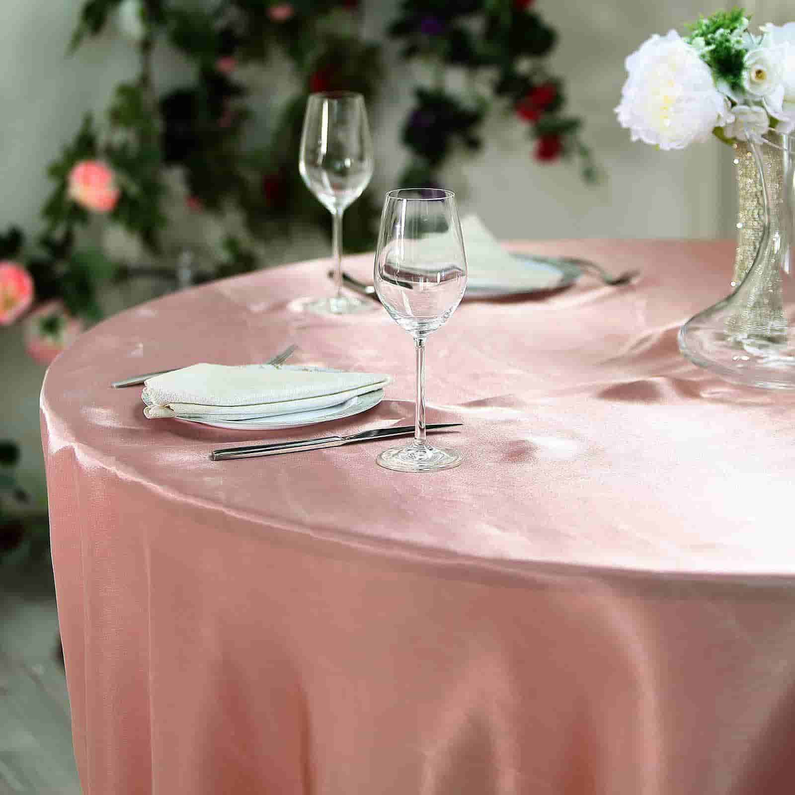 Satin 120" Round Tablecloth Dusty Rose - Stylish Seamless Table Cover