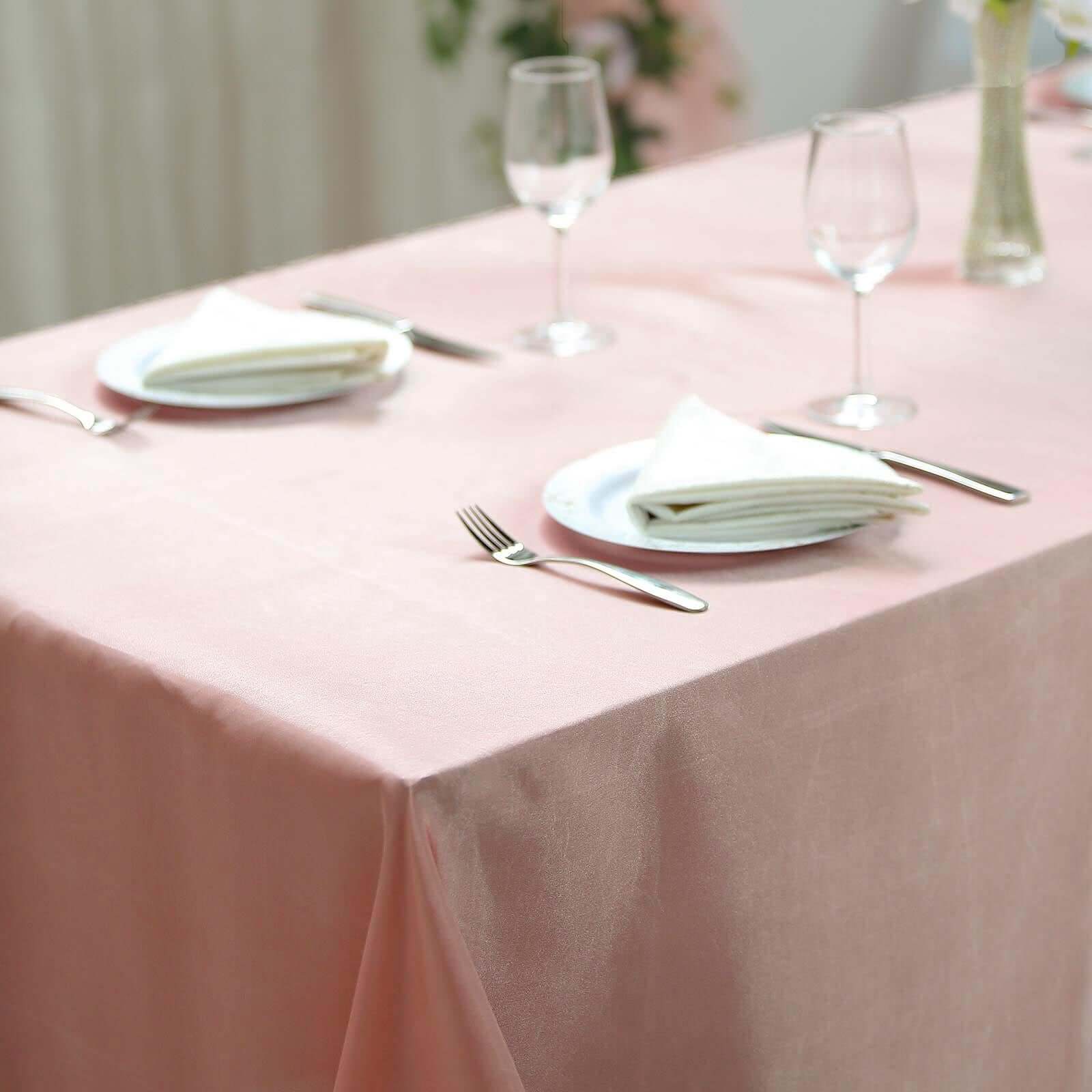 Satin Rectangular 90"x156" Tablecloth Dusty Rose - Seamless Table Cover