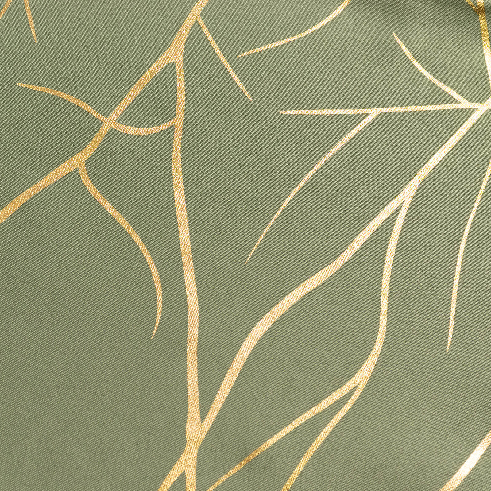 Polyester 9ft Table Runner Dusty Sage Green with Gold Foil Tree Branch Pattern - Stylish Table Linen