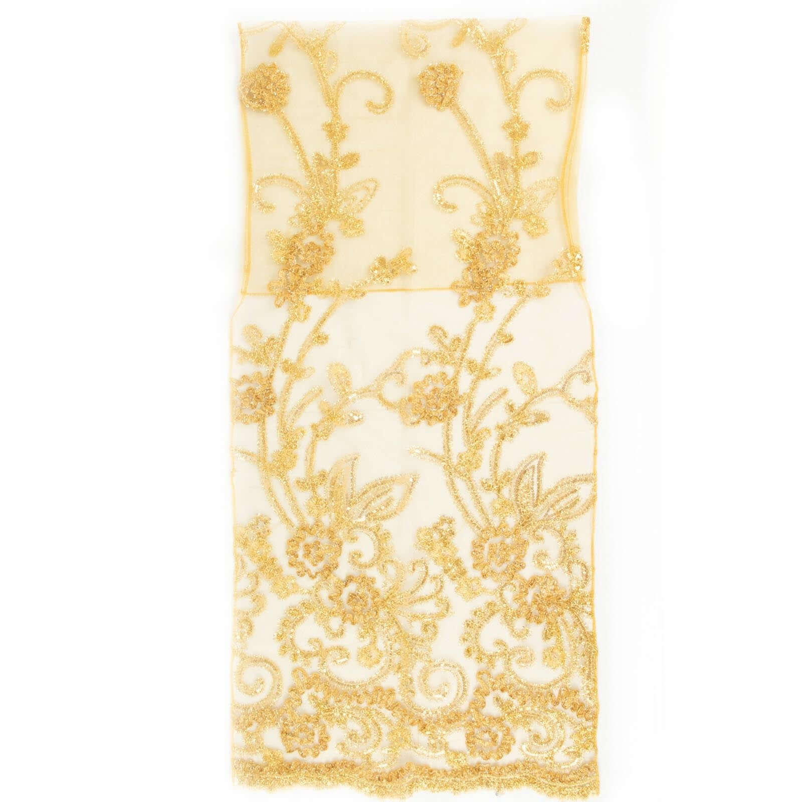Organza Chiavari Chair Slipcover with Floral Sequin Embroidery Gold - Lace Chair Back Cover