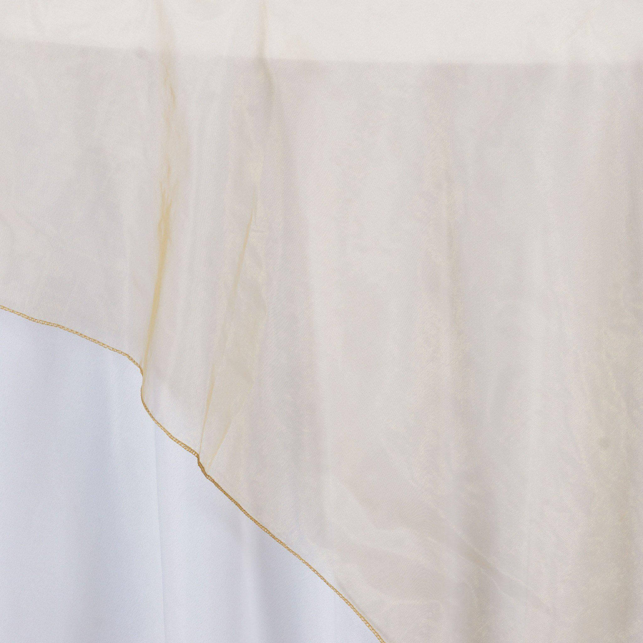 Organza 72"x72" Table Overlay Square Tablecloth Gold - Sheer Design for Stylish Events