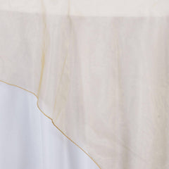 Organza 72"x72" Table Overlay Square Tablecloth Gold - Sheer Design for Stylish Events