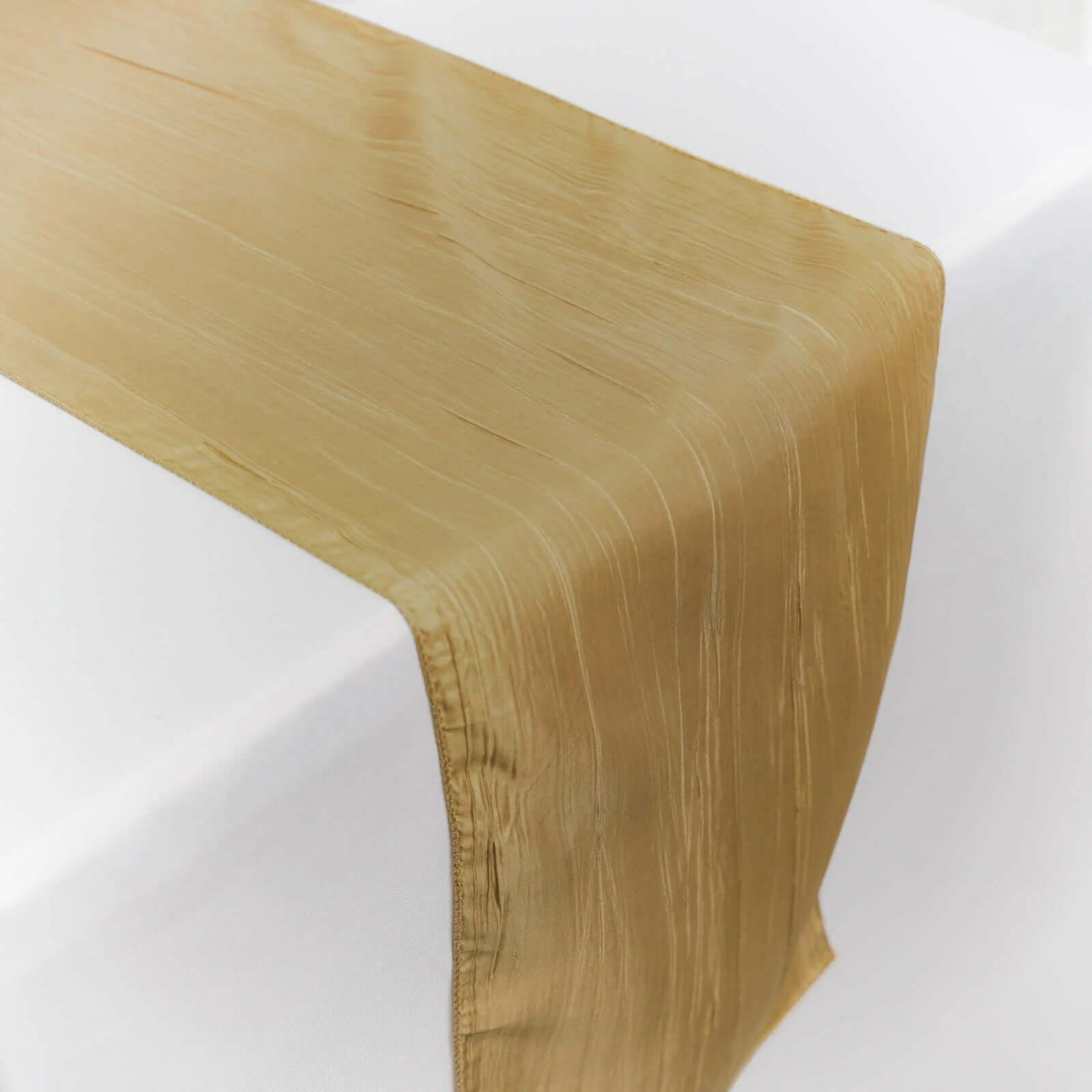 Taffeta 12"x108" Table Runner Gold - Accordion Crinkle Design for Modern Gatherings