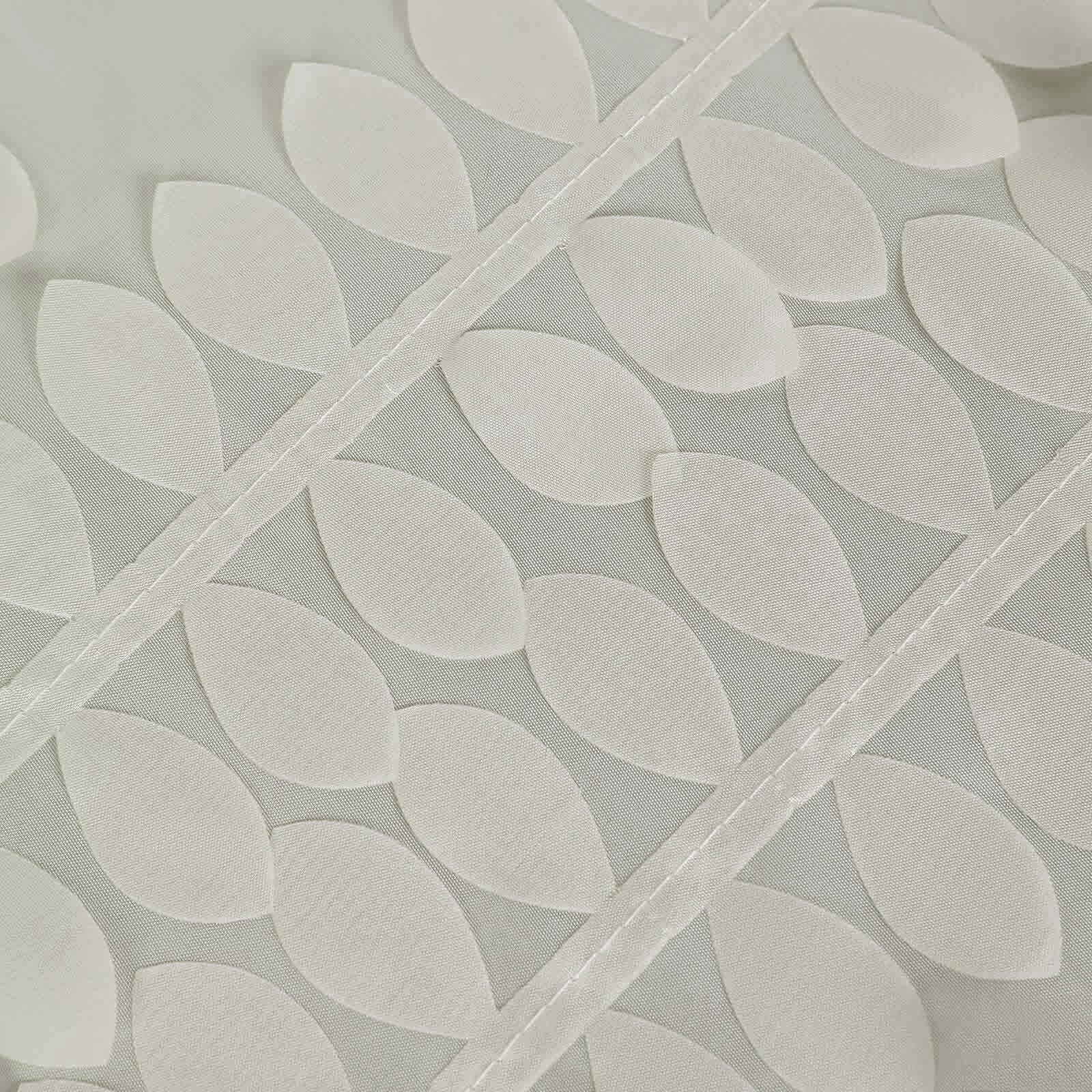 Taffeta 120" Round Tablecloth Ivory Leaf | 3D Leaf Petal Design Seamless Table Cover