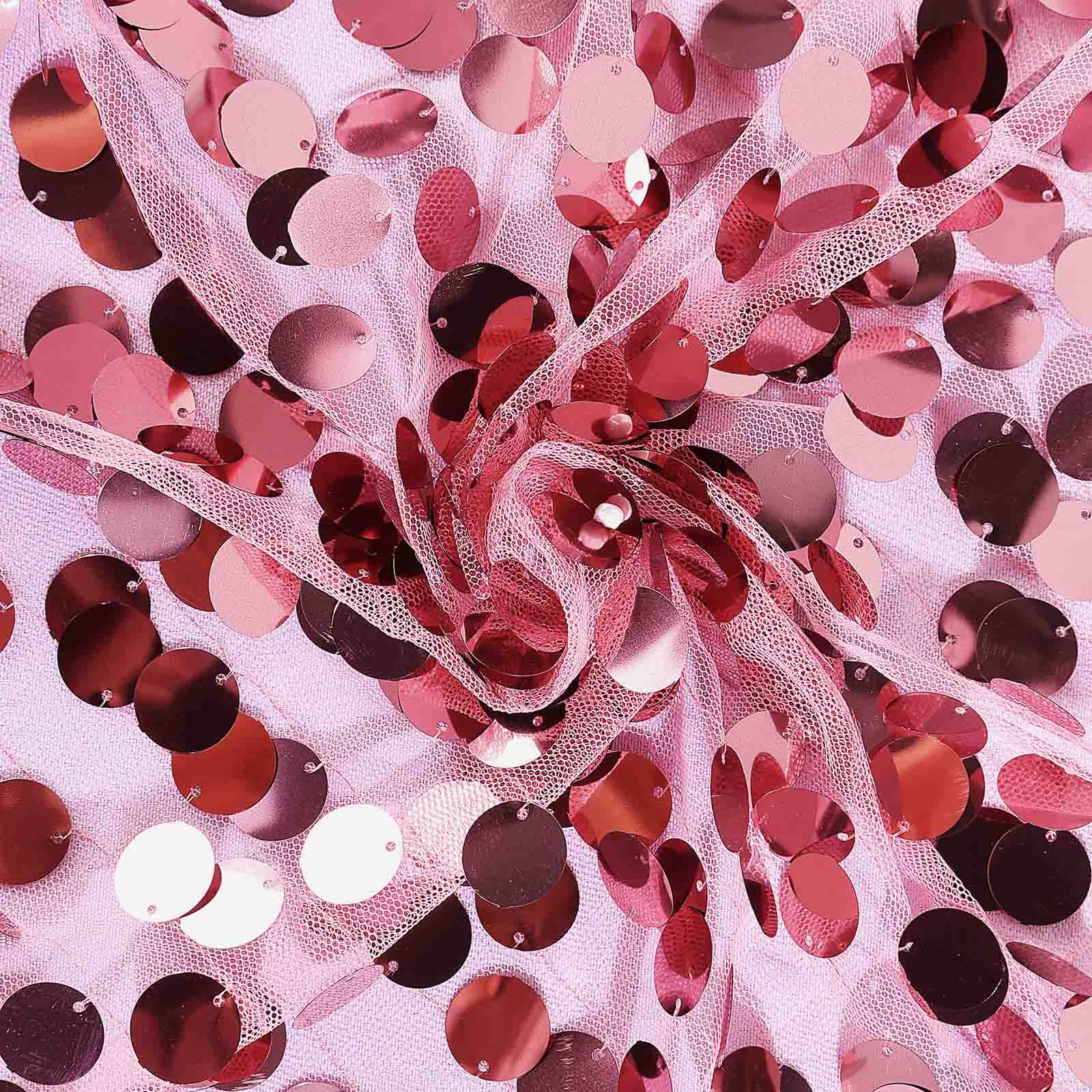 72"x72" Pink Big Payette Sequin Square Table Overlay