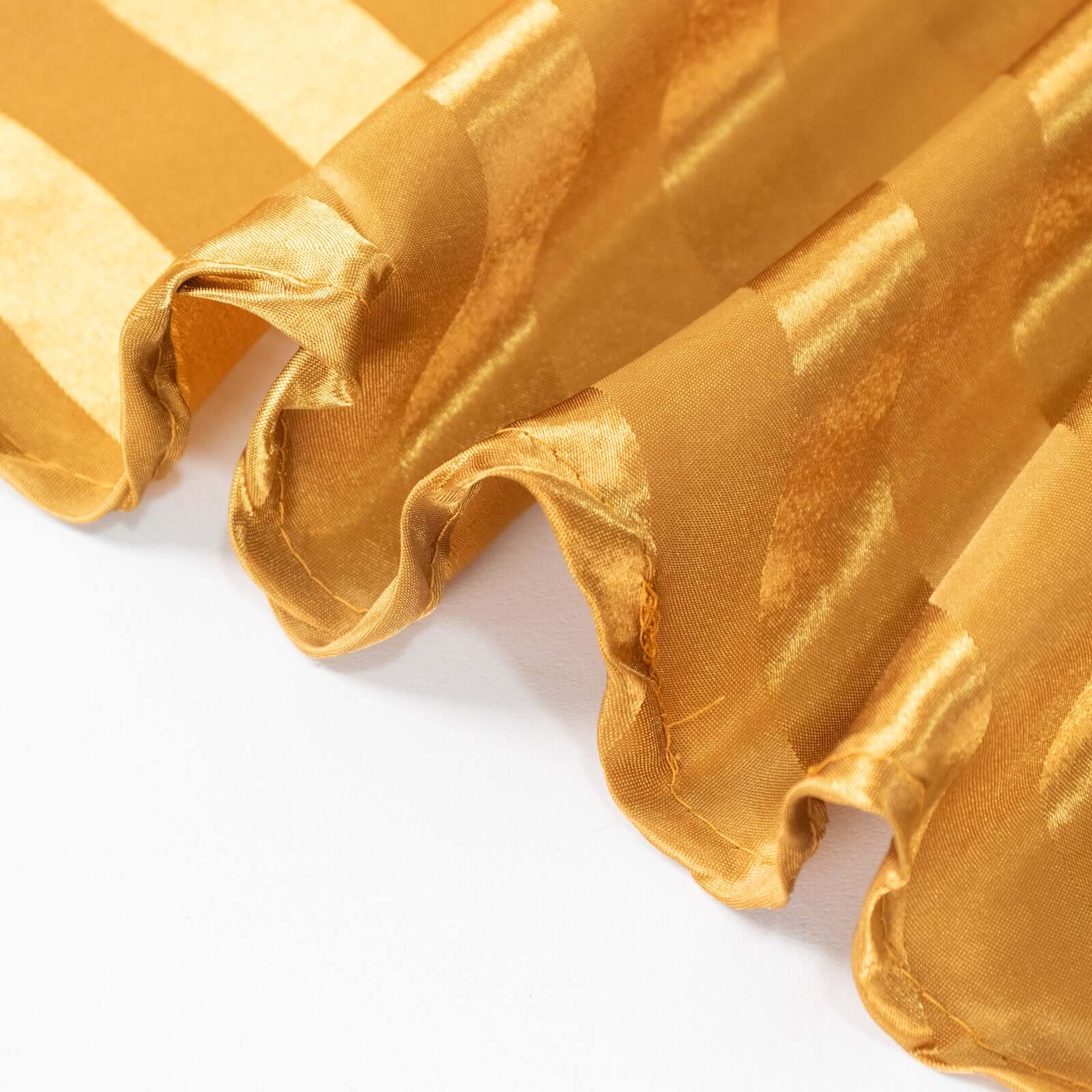 Satin Striped 90"x132" Rectangular Tablecloth Gold Satin Stripe - Seamless Silky Smooth Table Cover