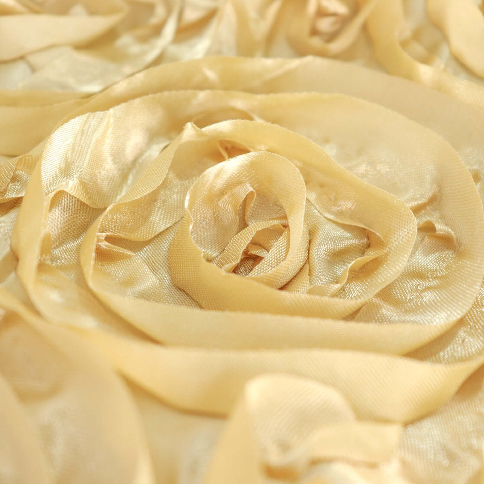 Satin 90"x132" Rectangle Tablecloth Champagne - Grandiose 3D Rosette Seamless Table Cover