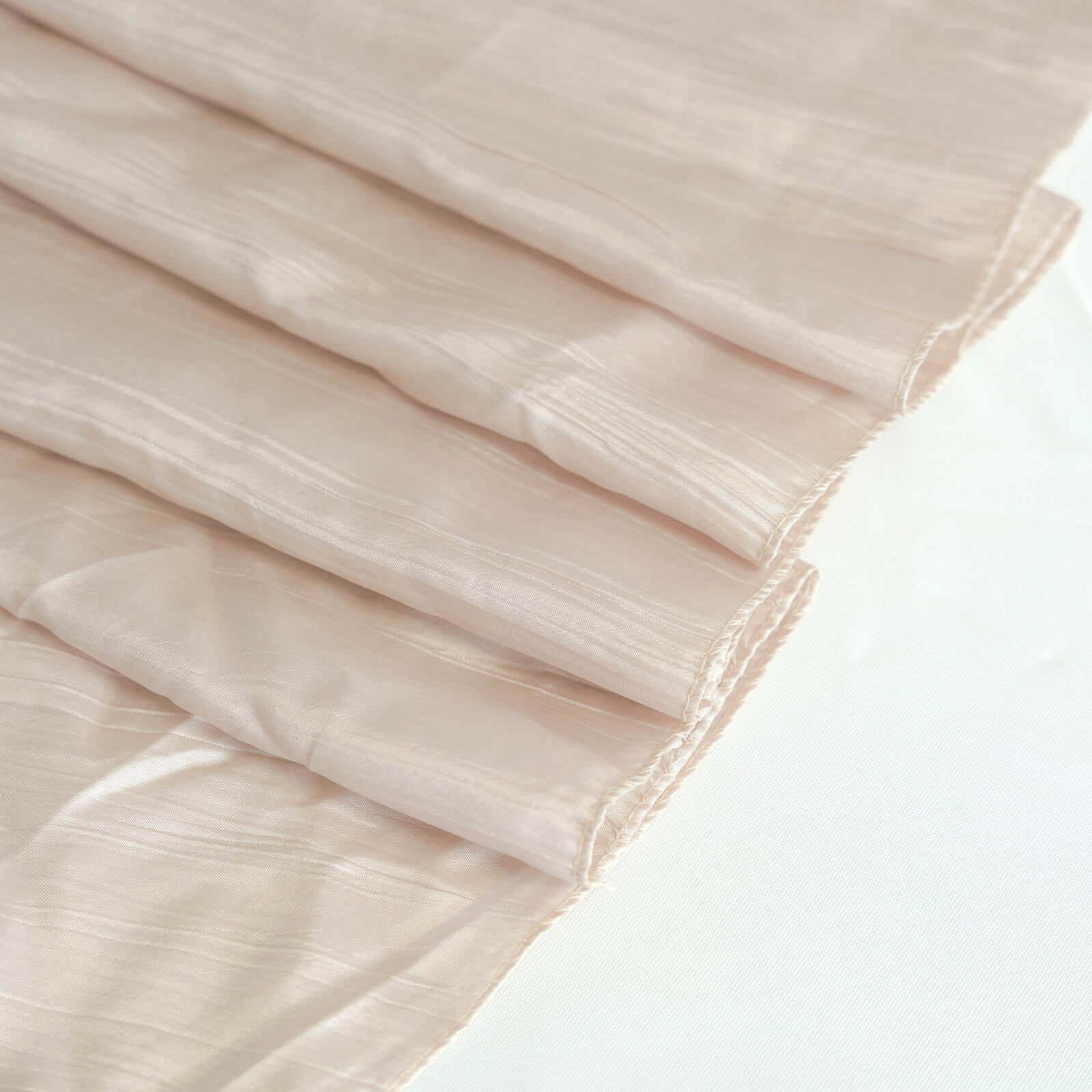 Taffeta 90"x90" Table Overlay Square Tablecloth Beige - Accordion Crinkle Table Cover