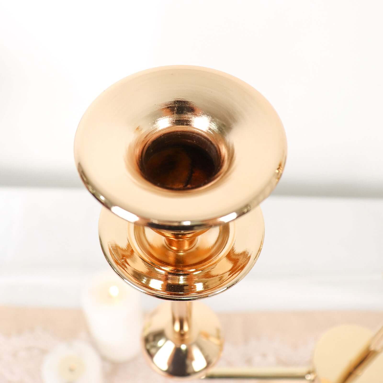 3-Arm Taper Candelabra Candle Holder Stand Gold Metal Wedding Centerpiece - Decorative Display 20"