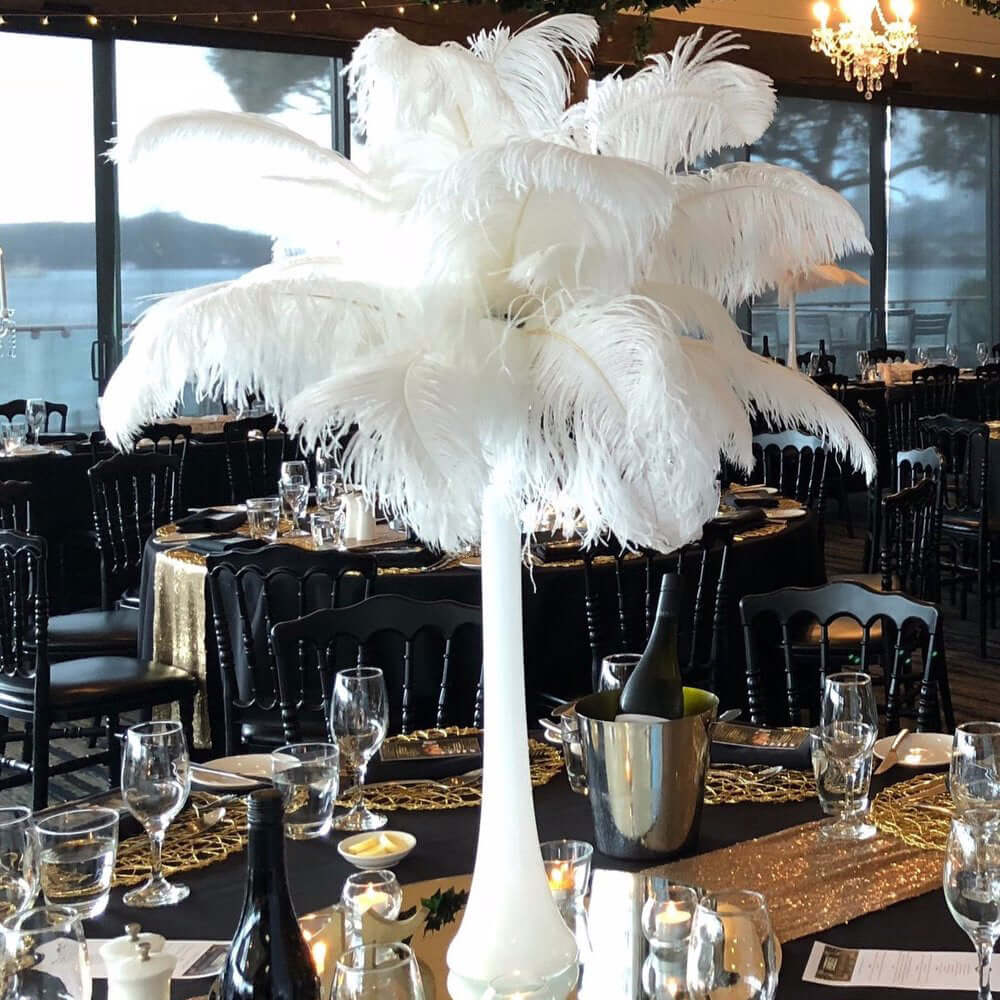 12 Pack 13"-15" White Natural Plume Real Ostrich Feathers, DIY Centerpiece Fillers