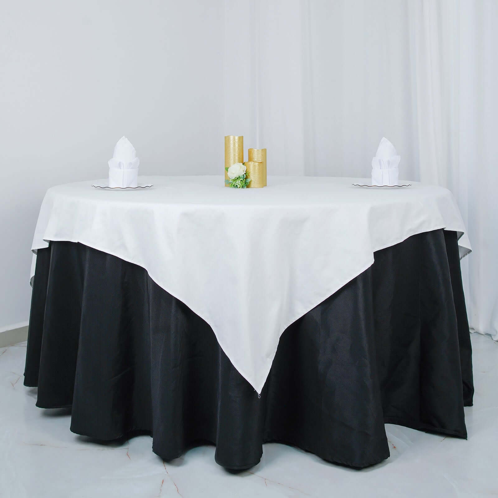 100% Cotton 70"x70" Table Overlay Square Tablecloth White Linen - Sophisticated, Soft & Breathable Fabric Table Cover