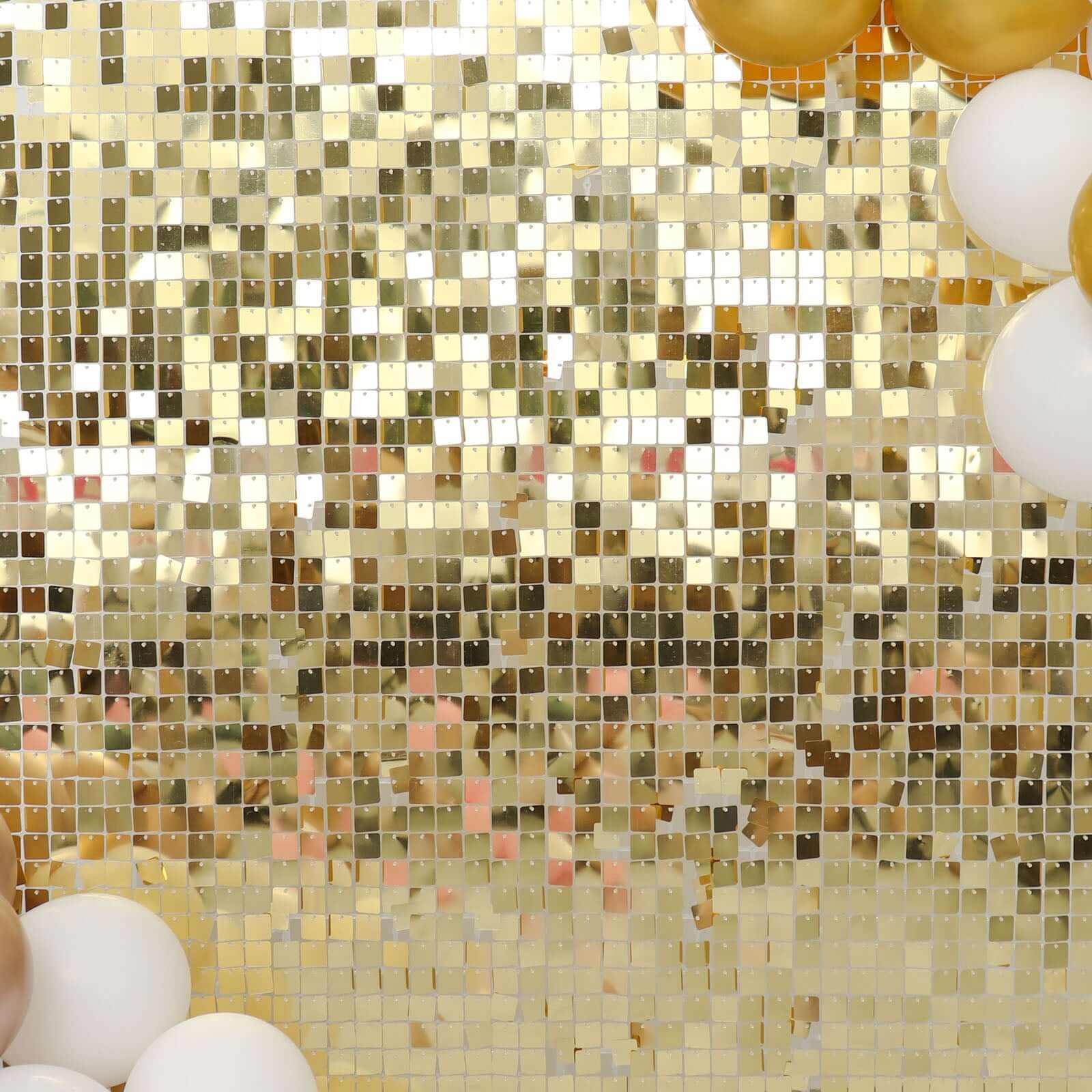 10sq.ft Shiny Gold Square Sequin Shimmer Wall Party Photo Backdrop, Active Spangle Wall Art Décor Panels - 10 Panels